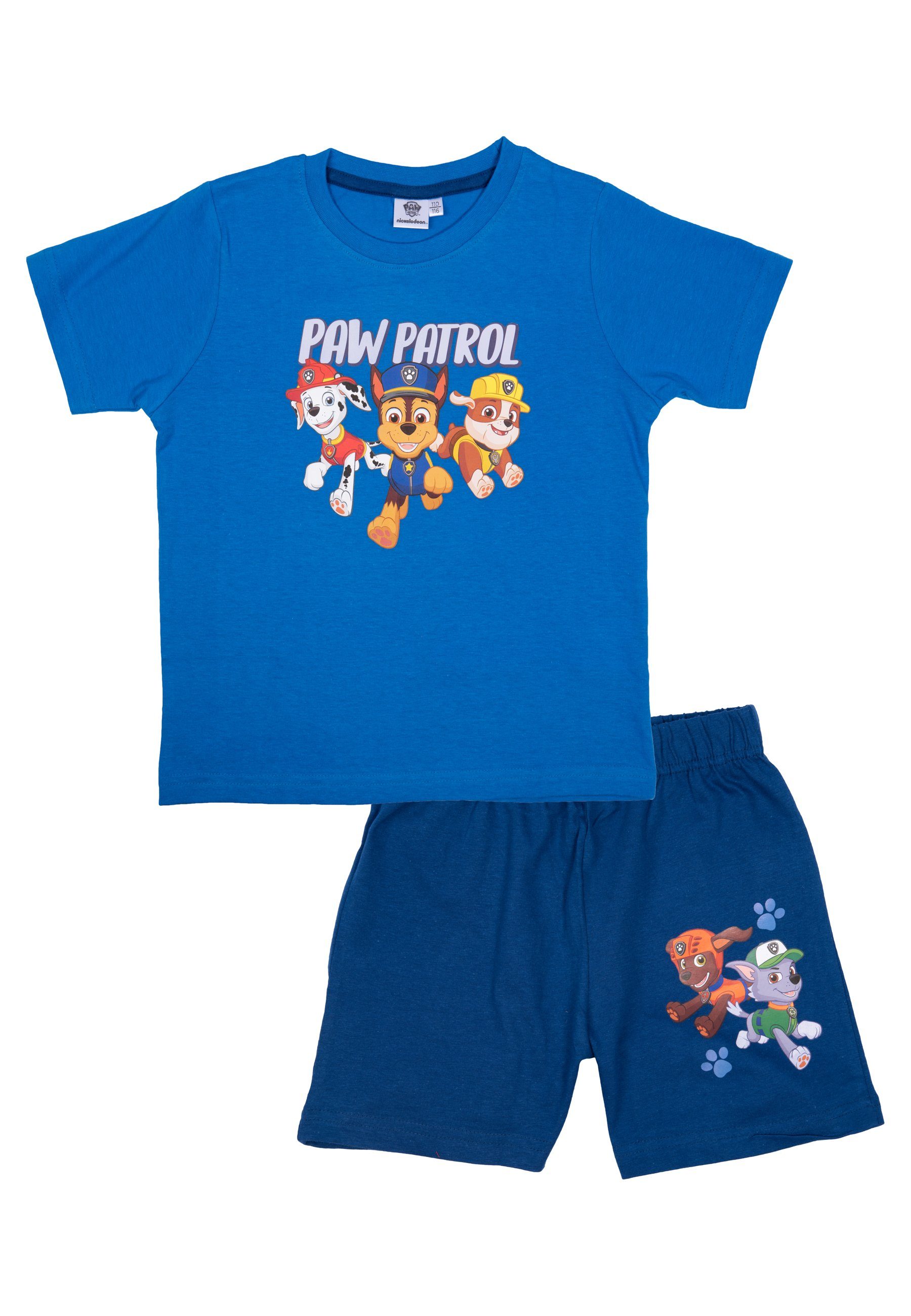 United Labels® Schlafanzug Paw Patrol Schlafanzug für Jungen - Pyjama Set Kurzarm Blau