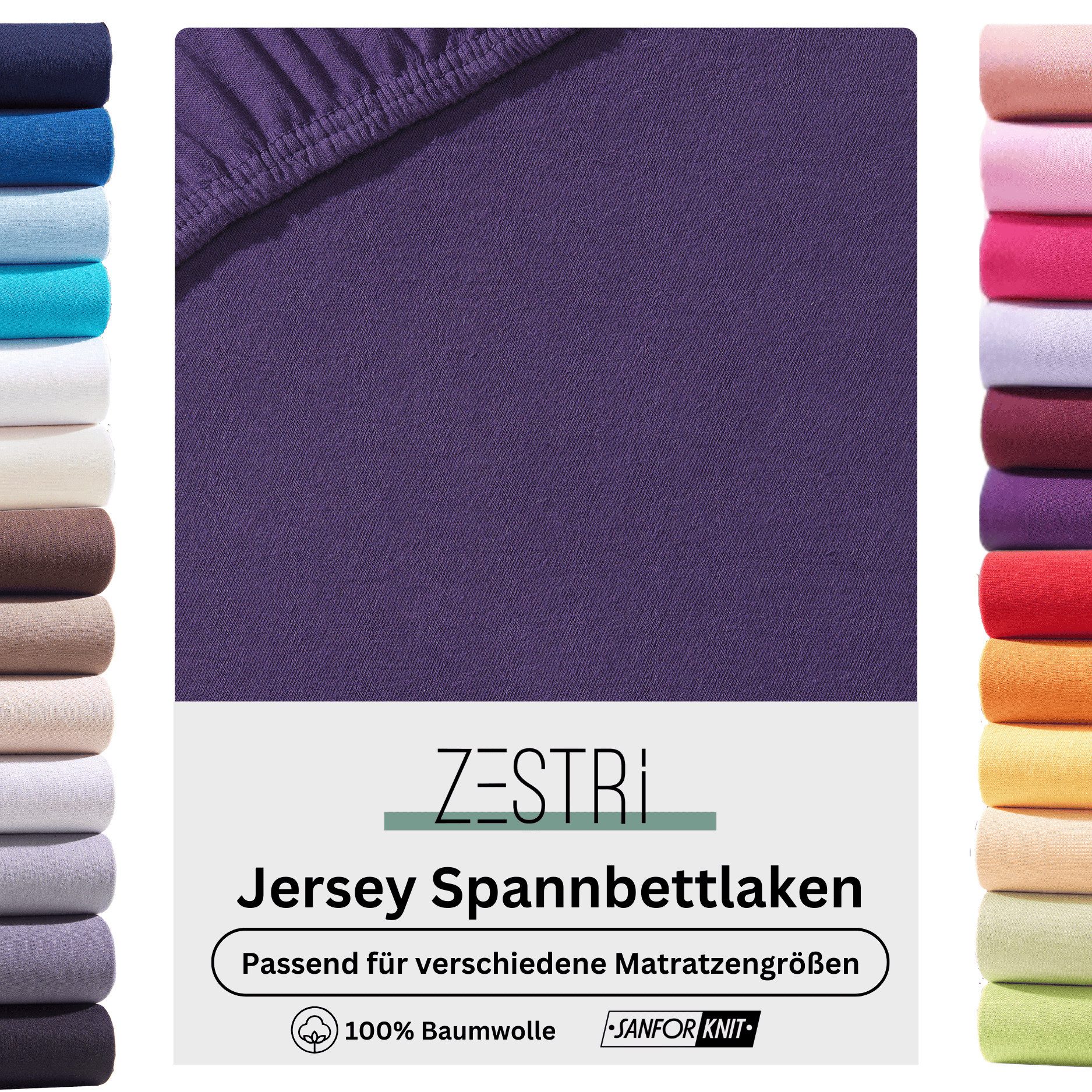 Zestri Spannbettlaken Jersey für normale Matratzen, günstig online kaufen
