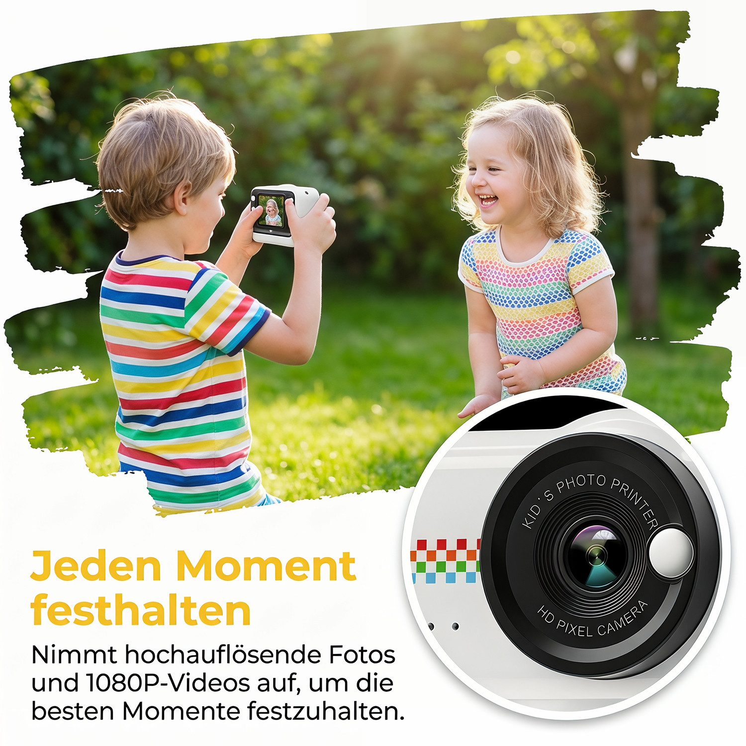 AKKEE 1080P Kinderkamera Selfie Digitalkamera Kinder mit 32GB Sofortbildkamera (12 MP, 2,4" Mini Kamera) – Bild 2 von 5