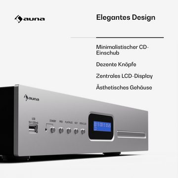 Auna auna Art22 CD-Player MP3 opt. silver Stereoanlage (FM-Radio, 3 W, Bluetooth CD Player MP3 Musik boombox)