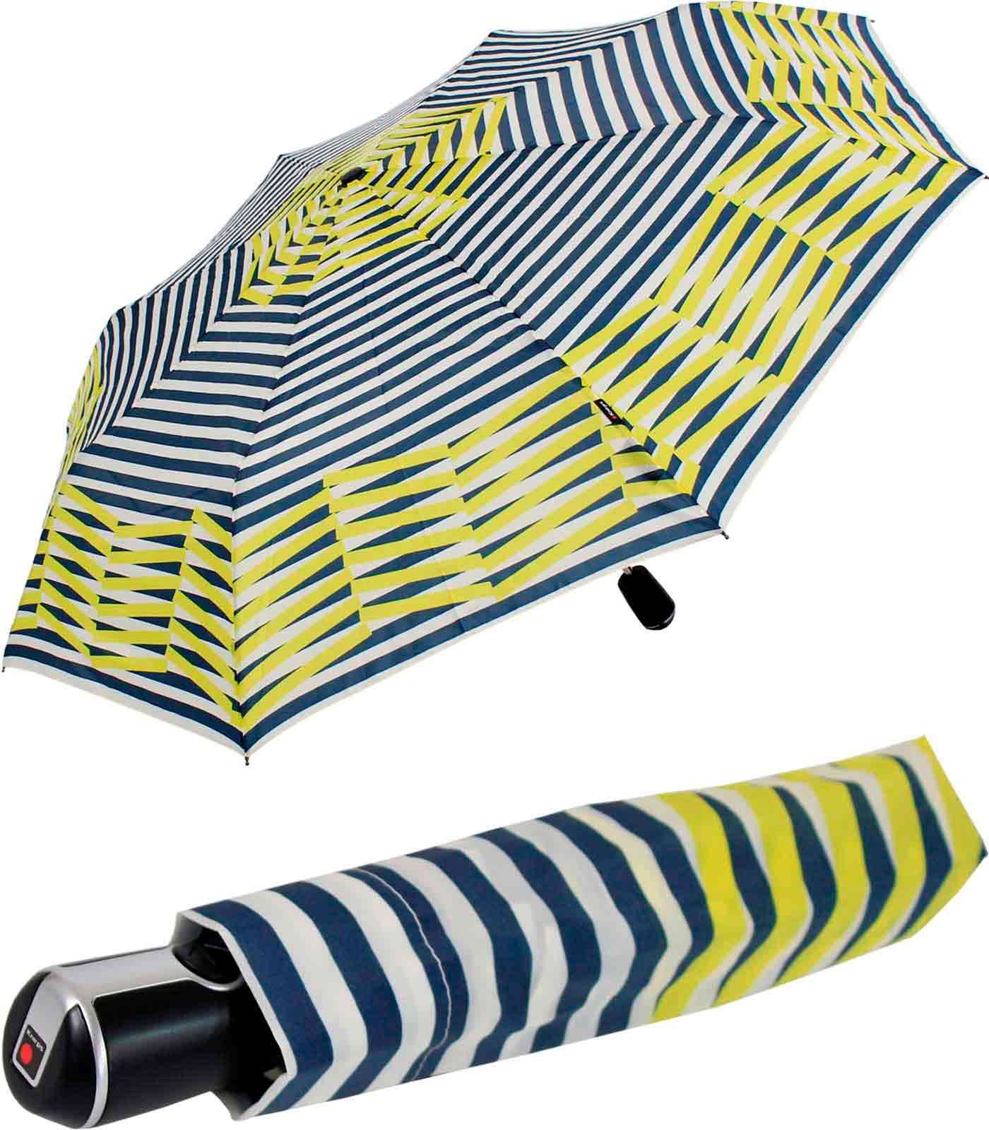 der - gelb-blau Knirps® Duomatic Taschenregenschirm große, UV-Schutz Viper, Begleiter Auf-Zu-Automatik Large stabile