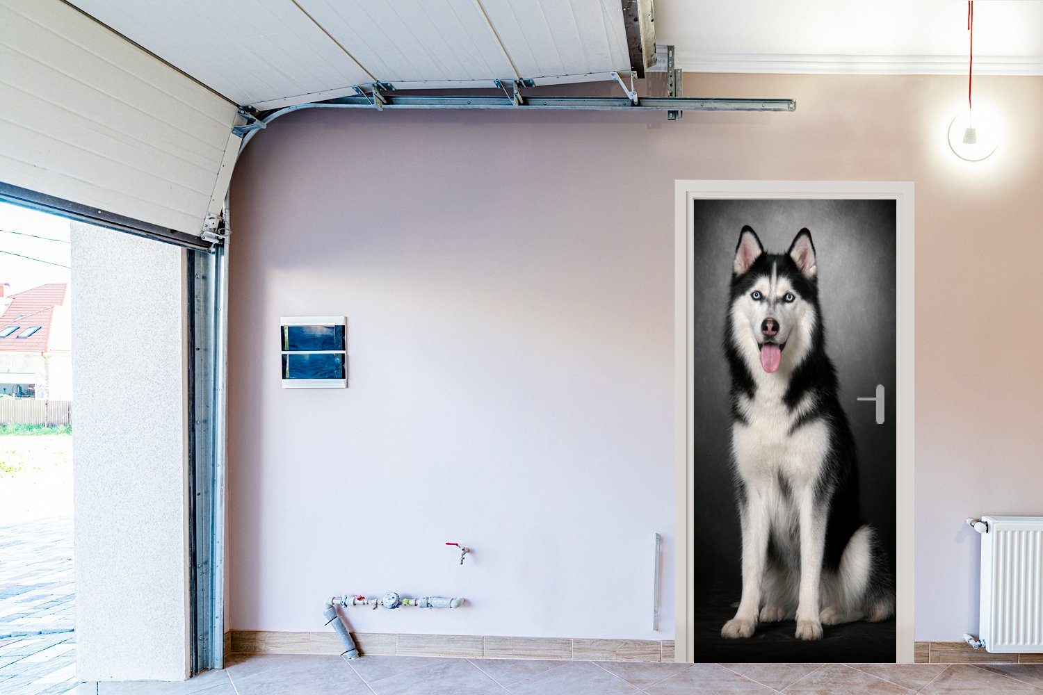 MuchoWow Türtapete Sibirischer Husky, Matt, 75x205 Tür, (1 St), cm Fototapete bedruckt, für Türaufkleber