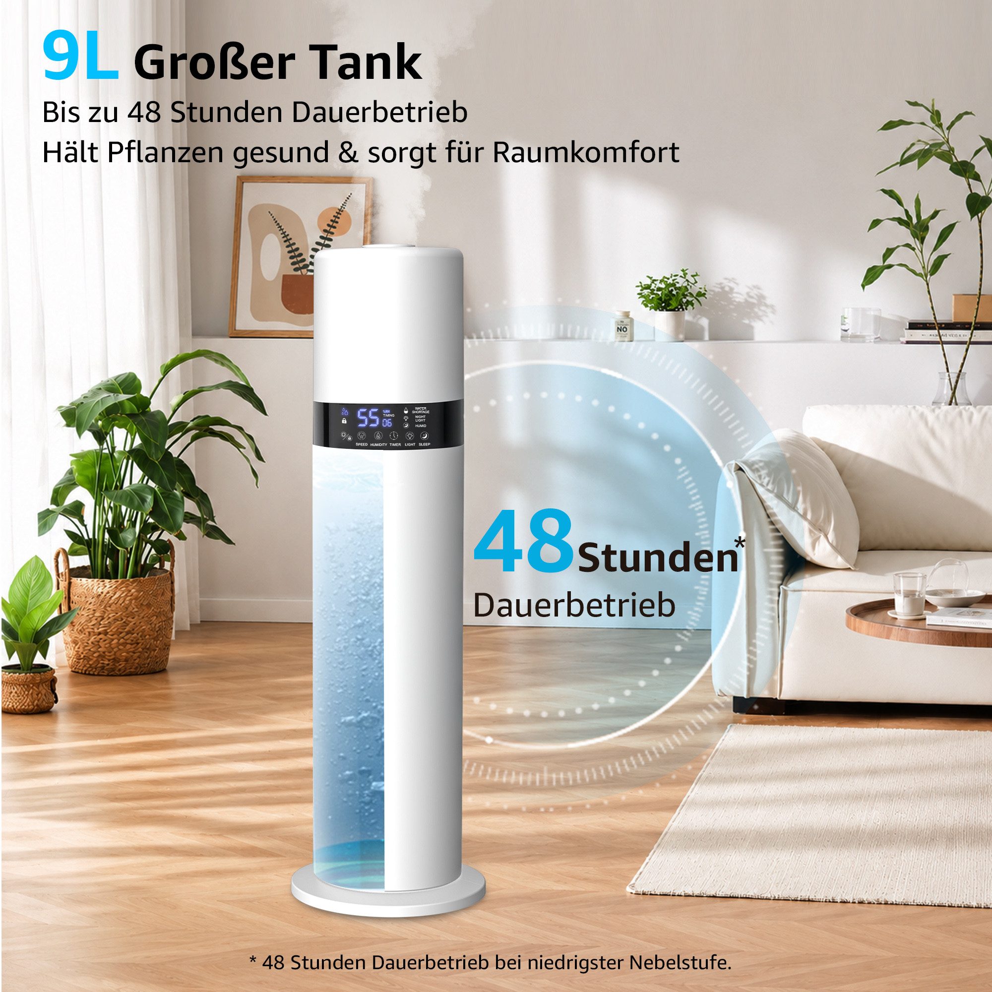 FATABETA Luftbefeuchter 9L Ultraschall Raumbefeuchter, mit Aroma-Diffusor, 9 l Wassertank, Bis 50m², Schlafmodus 32dB, Nachtlicht, Speicher, Timer, Fernbedienung
