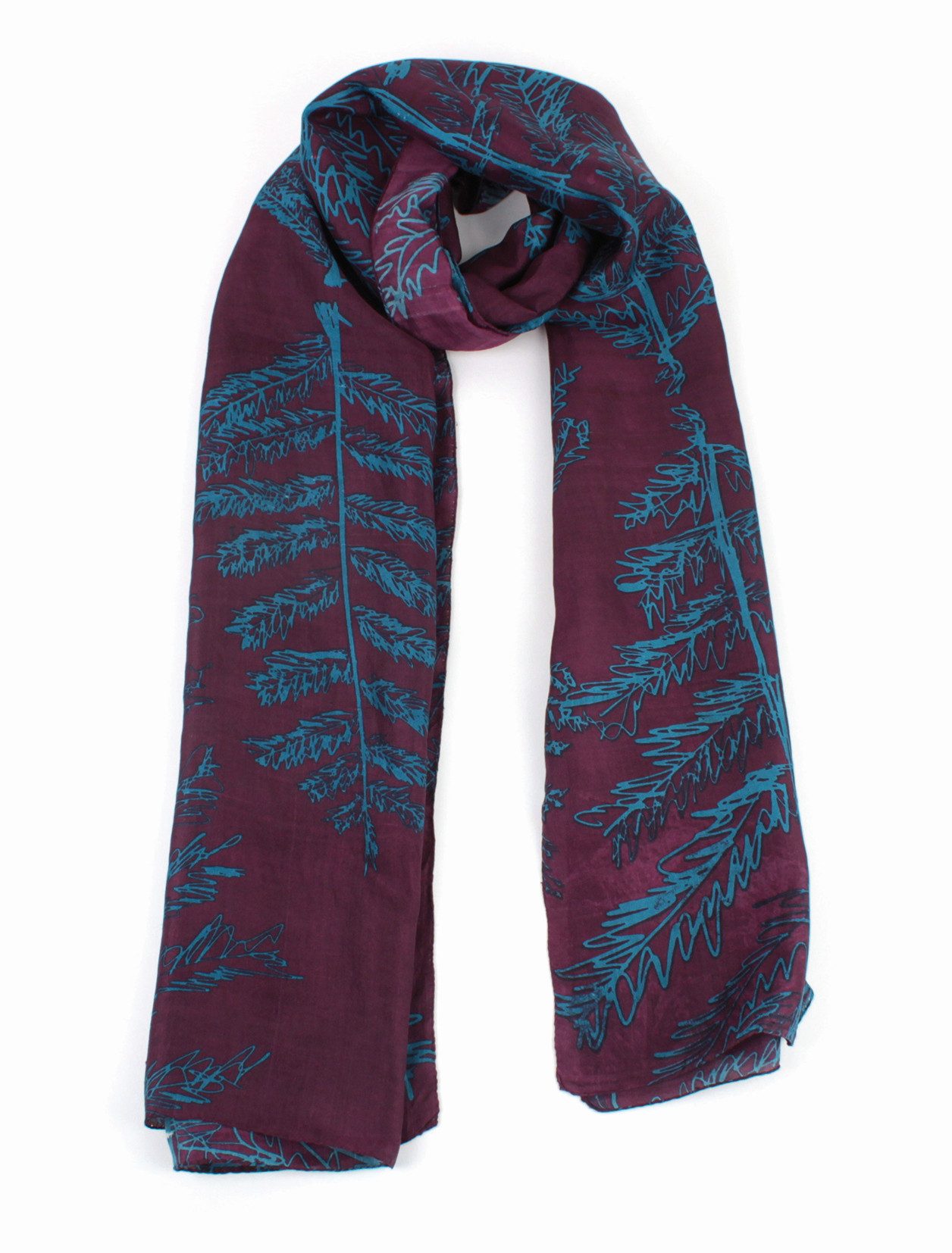 El Puente Seidenschal "Leaves" // burgunder, blau günstig online kaufen