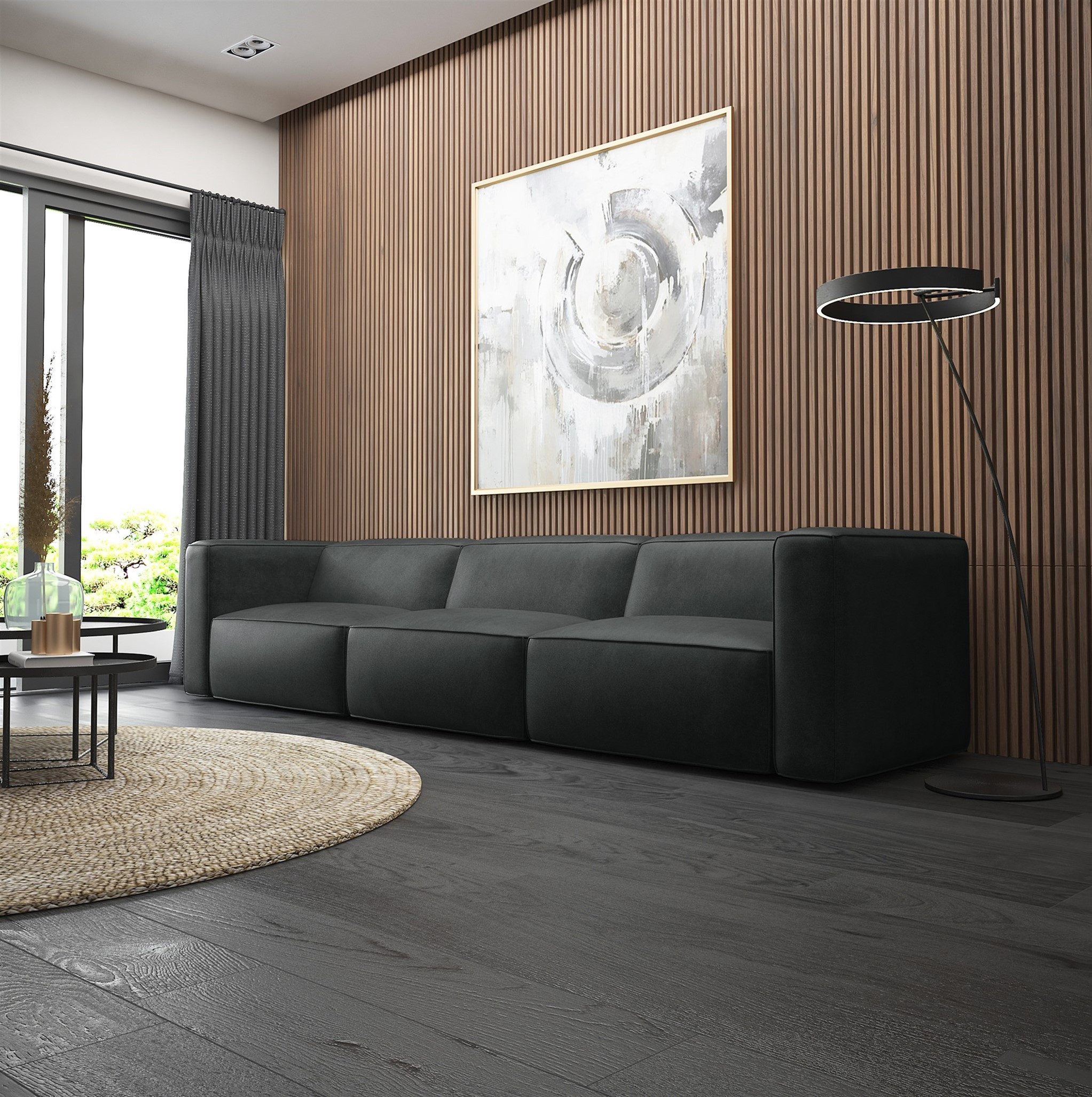 Fun Möbel Sofa Designersofa Bigsofa HELMER 3-Sitzer in Stoff Pola, Rundumbezug