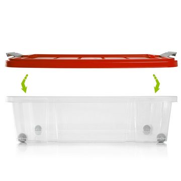 BigDean Aufbewahrungsbox 4x Unterbettkommode Aufbewahrungsbox mit Deckel 25L (4 St)