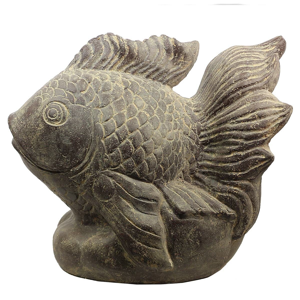 Oriental Galerie Dekofigur traditionelle (1 Brunnen im in cm St), Koi Herstellung Handarbeit Fisch 67 Stein-Figur Ursprungsland