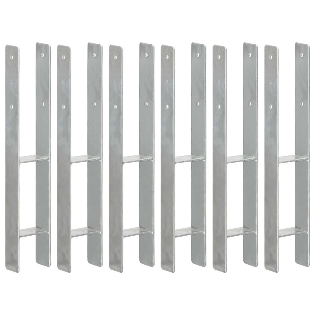 Einschlagbodenhülse Pfostenträger 6 Stk Silbern 9660 cm Verzinkter Stahl Garten Bodenanker