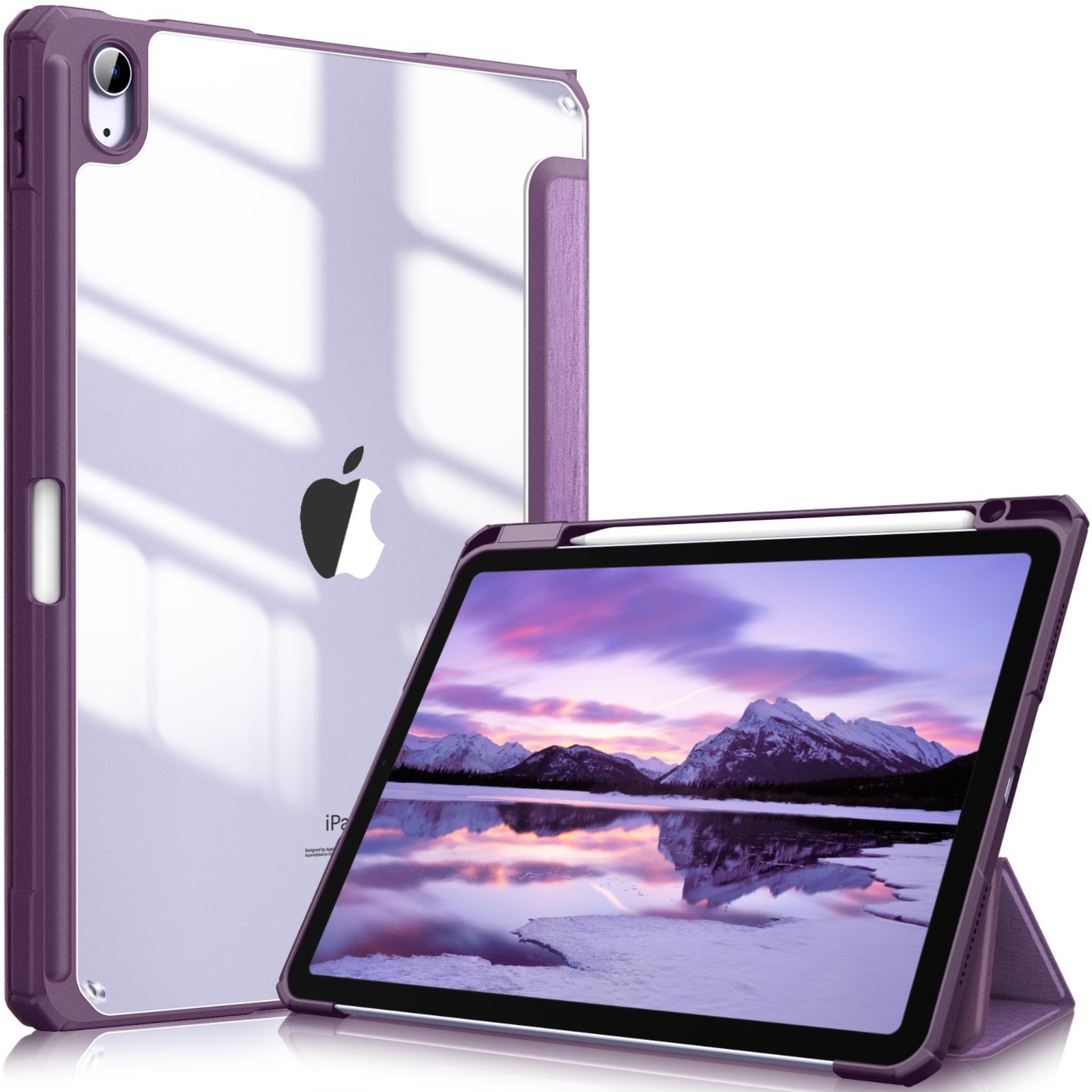 Fintie Tablet-Hülle für iPad Air 11'' M4/M3/M2(2026/2025/2024), iPad Air 5/4 Gen 2022/2020 10.9 Zoll, mit Stifthalter, Hülle mit transparenter Hartschale auf der Rückseite