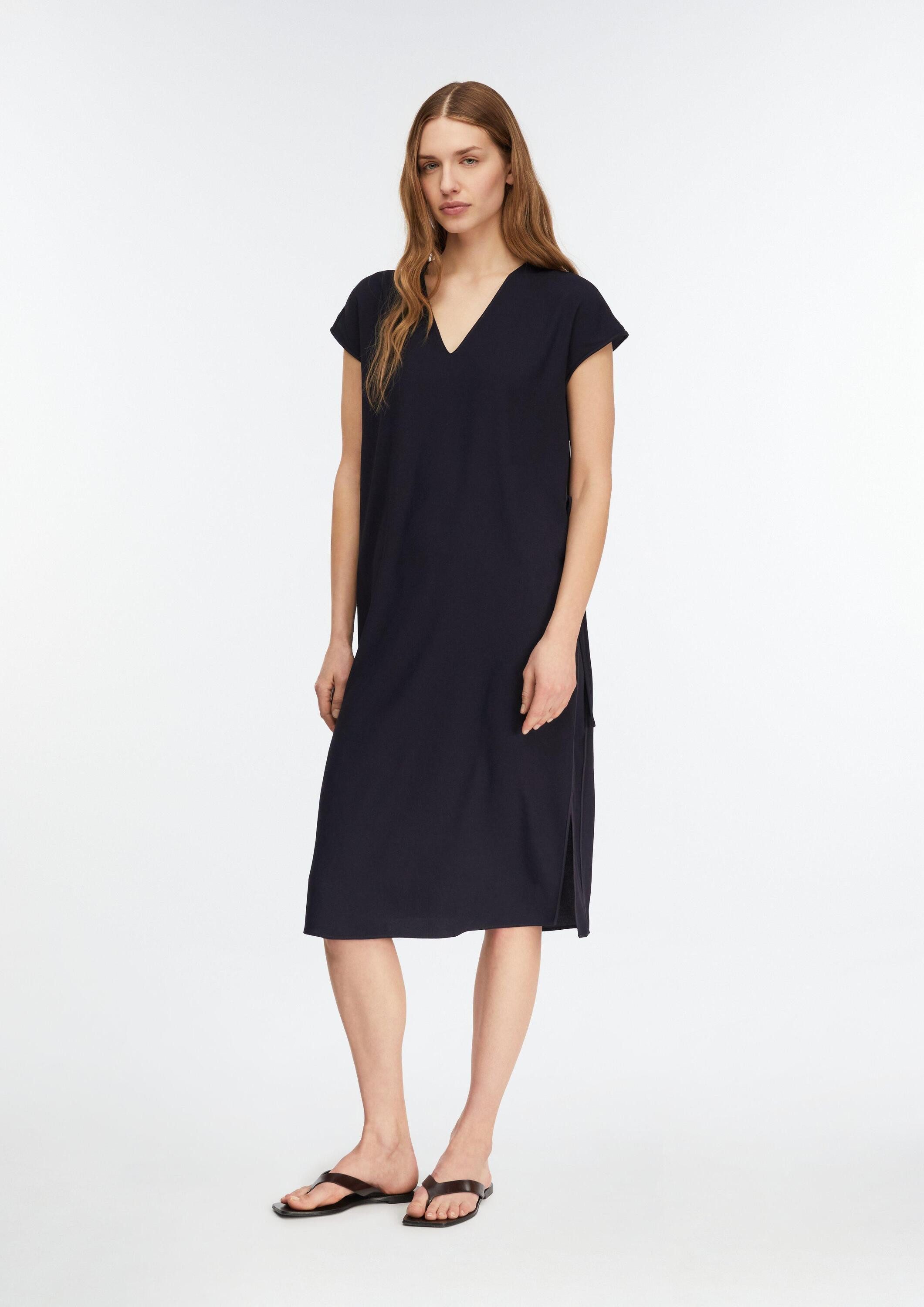 comma Midikleid Kleid Lockeres Kleid aus Viskosecrêpe mit Bindedetails