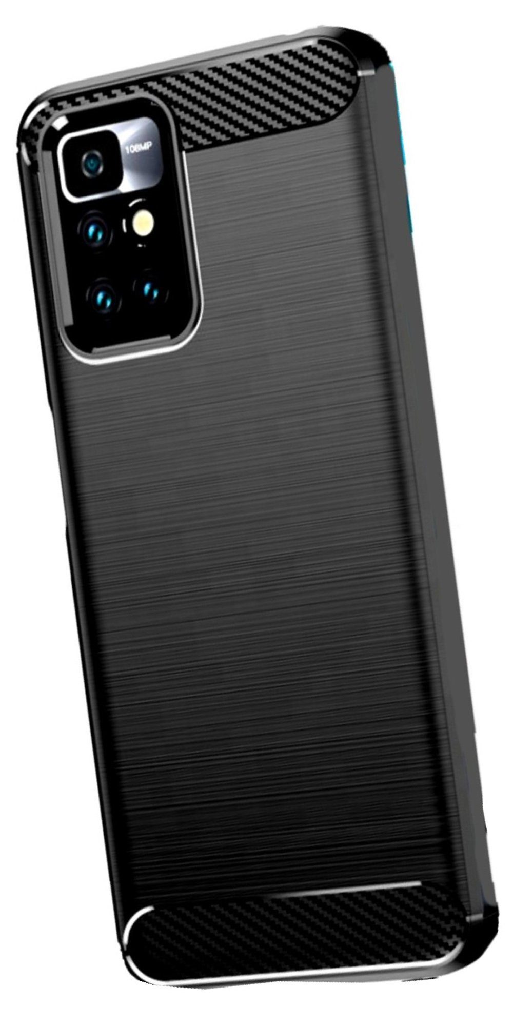 Traumhuelle Handyhülle CARBON TPU HÜLLE Silikon Case Cover Backcover Schutzhülle, gebürsteten Metall Optik innen Spinnennetzmuster Anti-Fingerabdruck