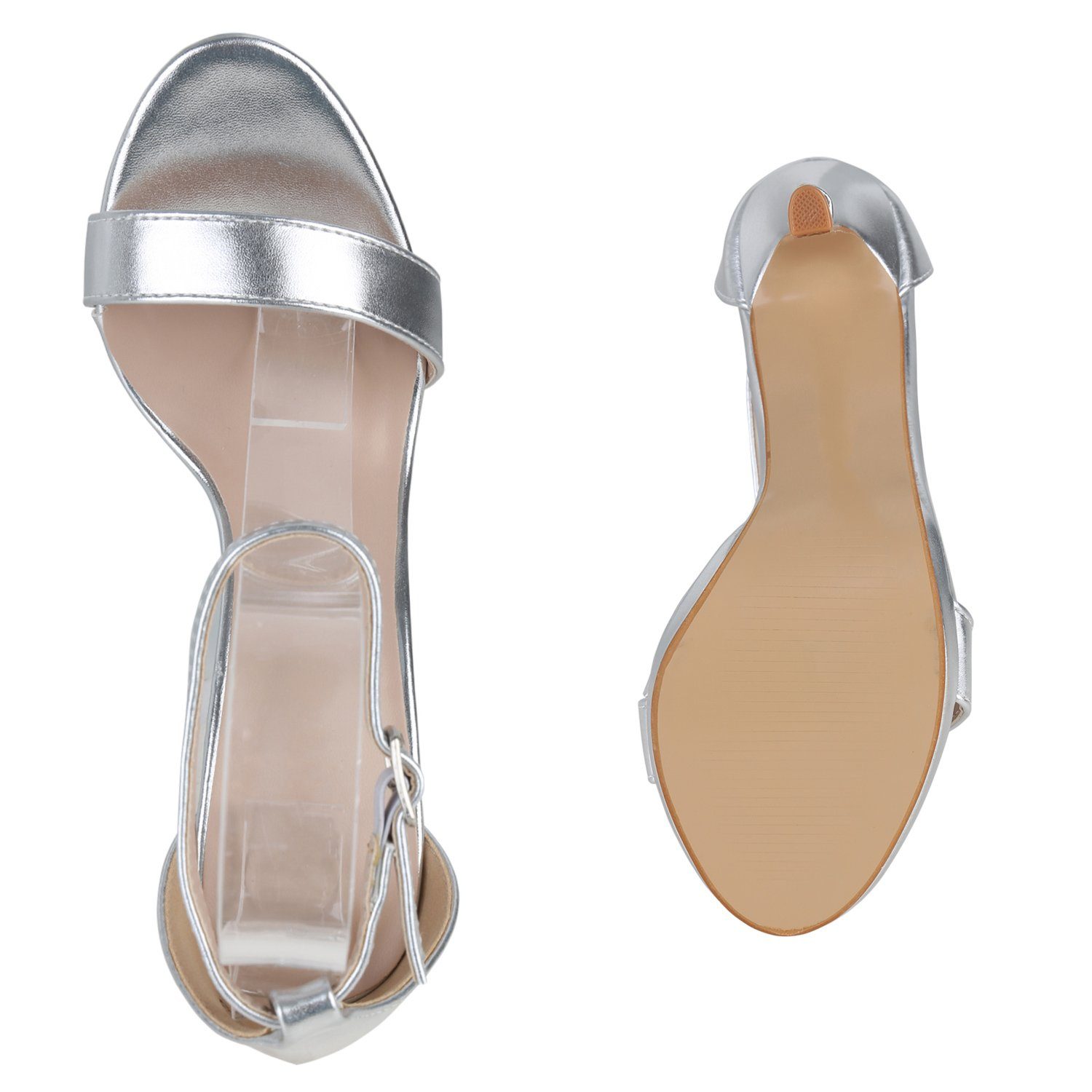 VAN HILL 840100 Silber Bequeme Schuhe High-Heel-Sandalette