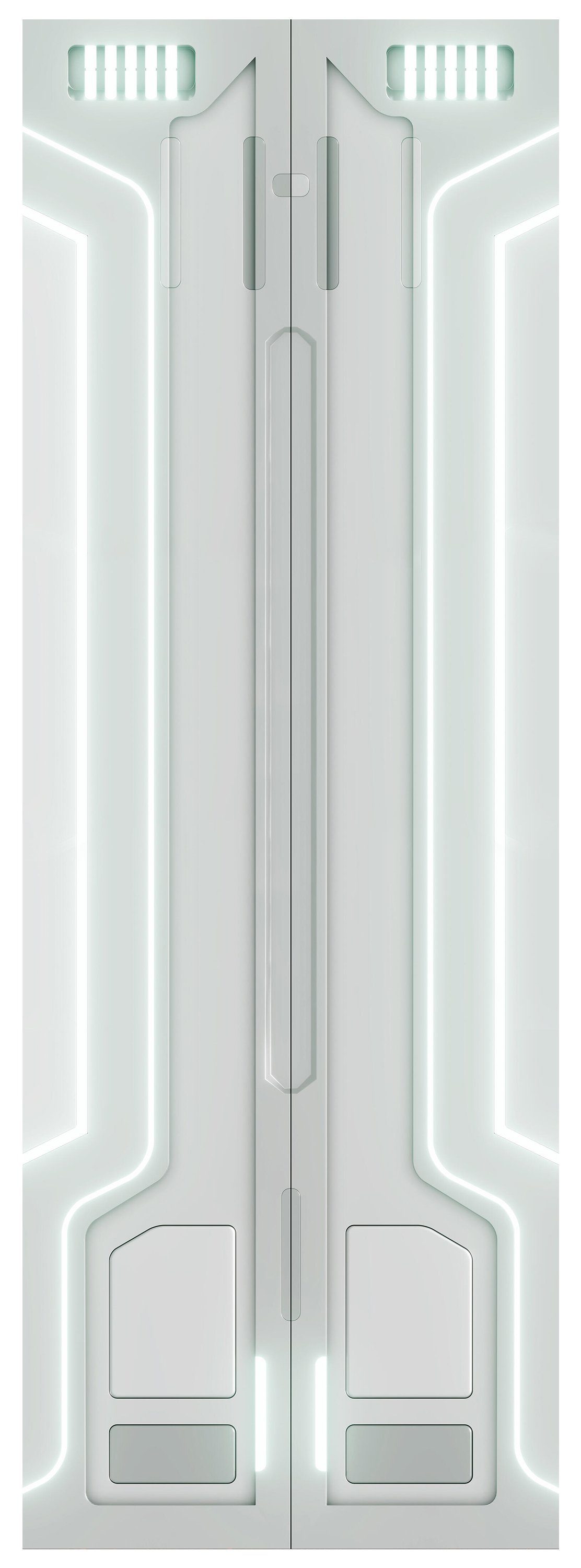wandmotiv24 Türtapete Futuristische Tür, LED, Raumschiff, glatt, Fototapete, Wandtapete, Motivtapete, matt, selbstklebende Dekorfolie