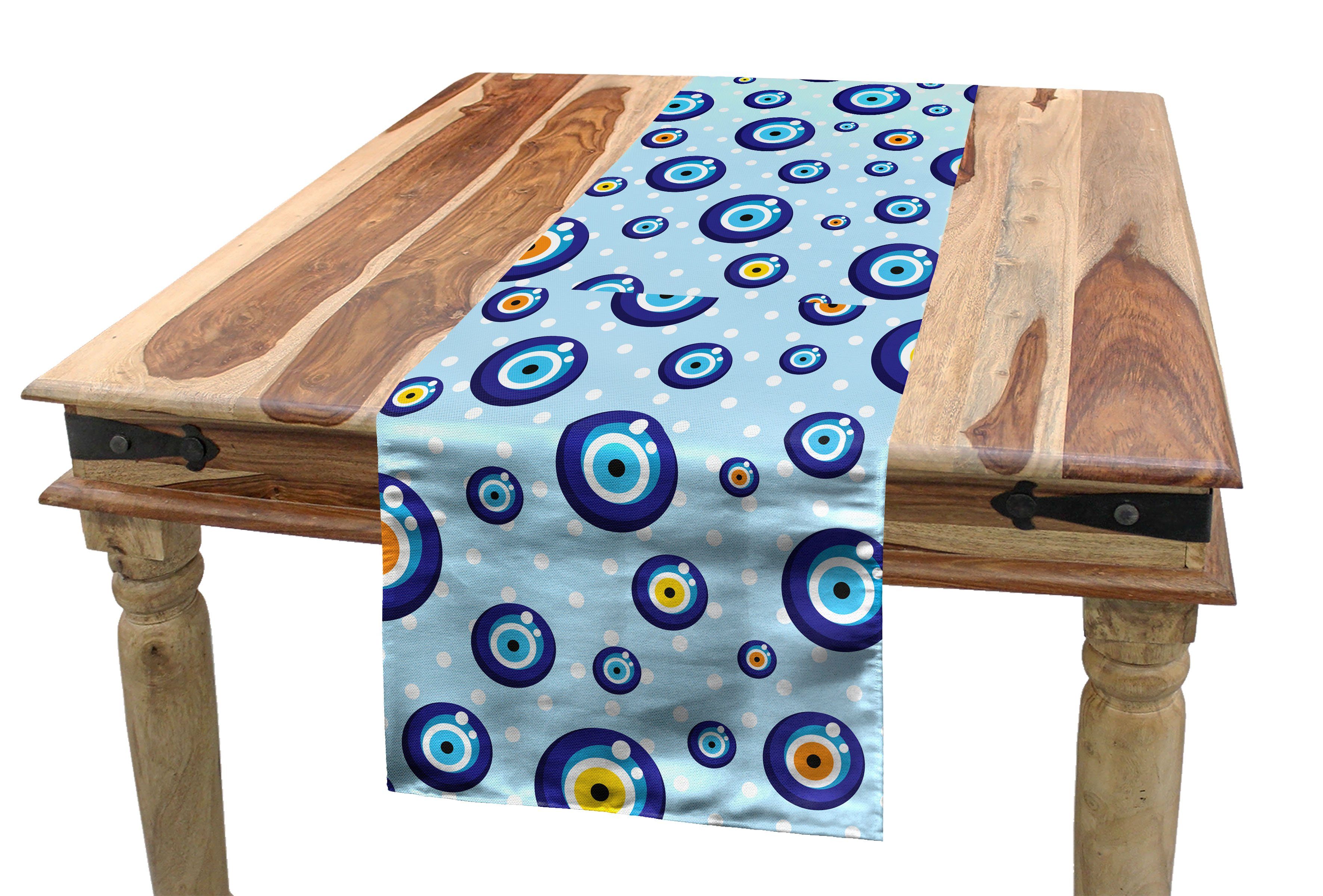 Abakuhaus Tischläufer Esszimmer Küche Rechteckiger Dekorativer Tischläufer, Evil Eye Schutzschilder für Kinder