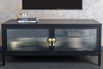 riess-ambiente Lowboard AMSTERDAM 90cm schwarz / transparent / gold (Einzelartikel, 1 St), Wohnzimmer · Metall · Riffelglas · stehend · Stauraum · Modern Design
