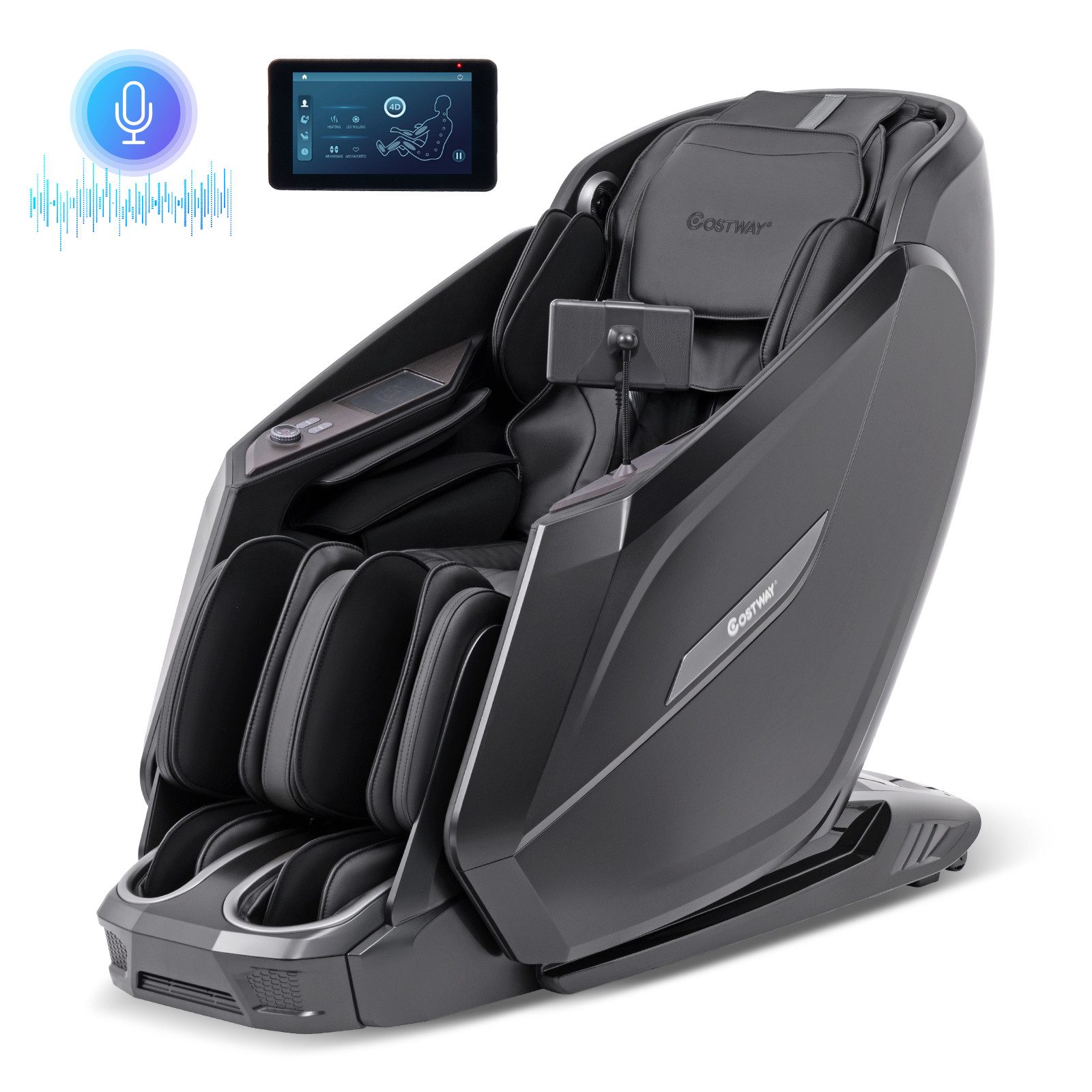 COSTWAY Massagesessel mit wärmefunktion und massage 4D elektrisch, SL-Track, Zero Gravity