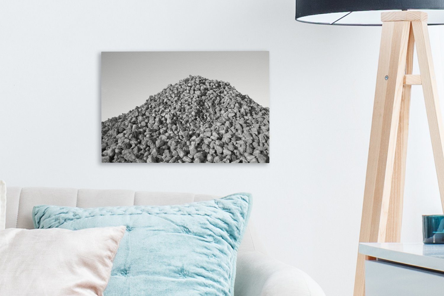 OneMillionCanvasses® Leinwandbild Ein Haufen und (1 30x20 weiß, St), unter Zuckerrüben Himmel cm Wanddeko, - blauem Aufhängefertig, schwarz Leinwandbilder, Wandbild