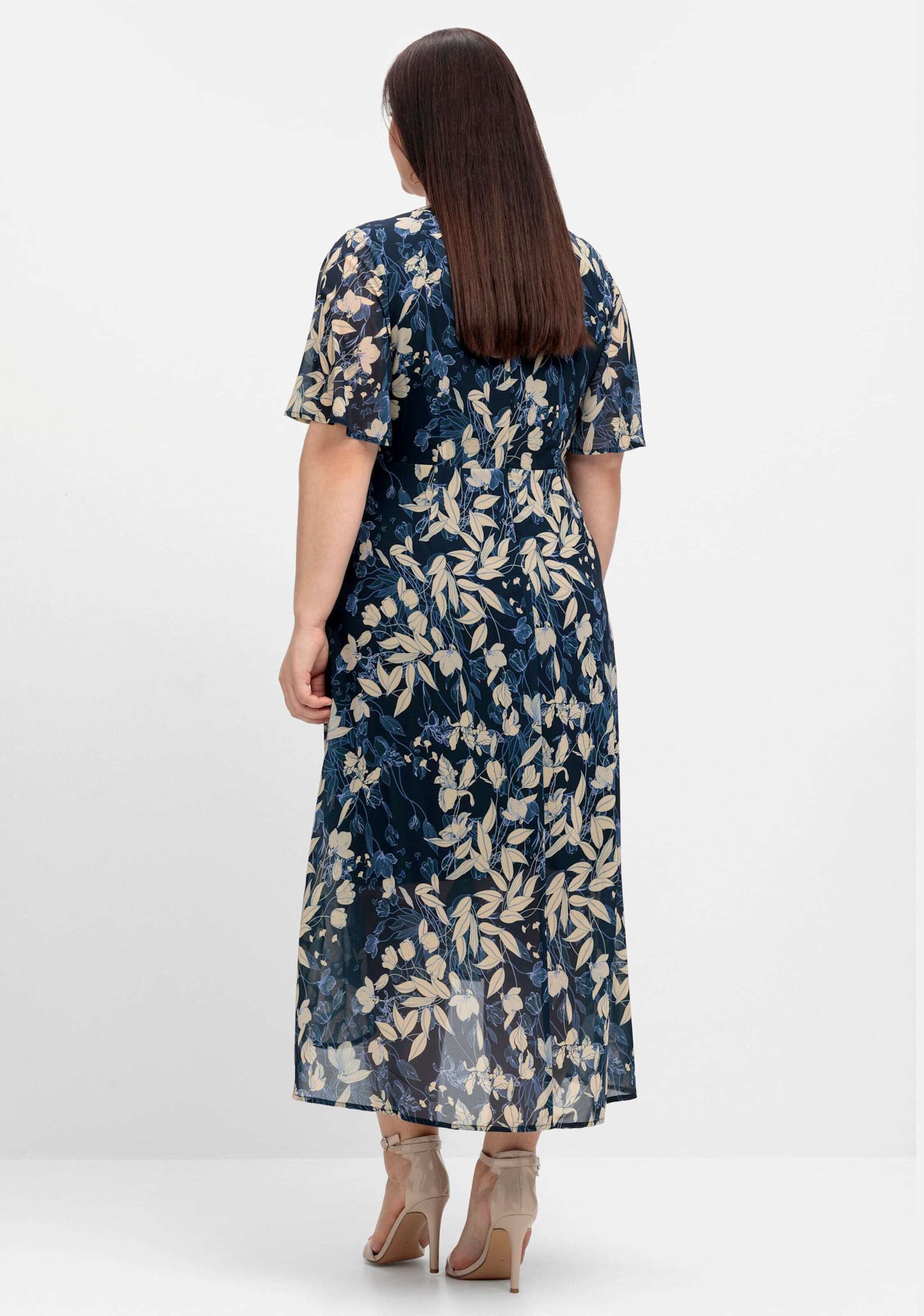 Sheego Etuikleid Abendkleid Kurzarm aus Chiffon, in Wickeloptik günstig online kaufen