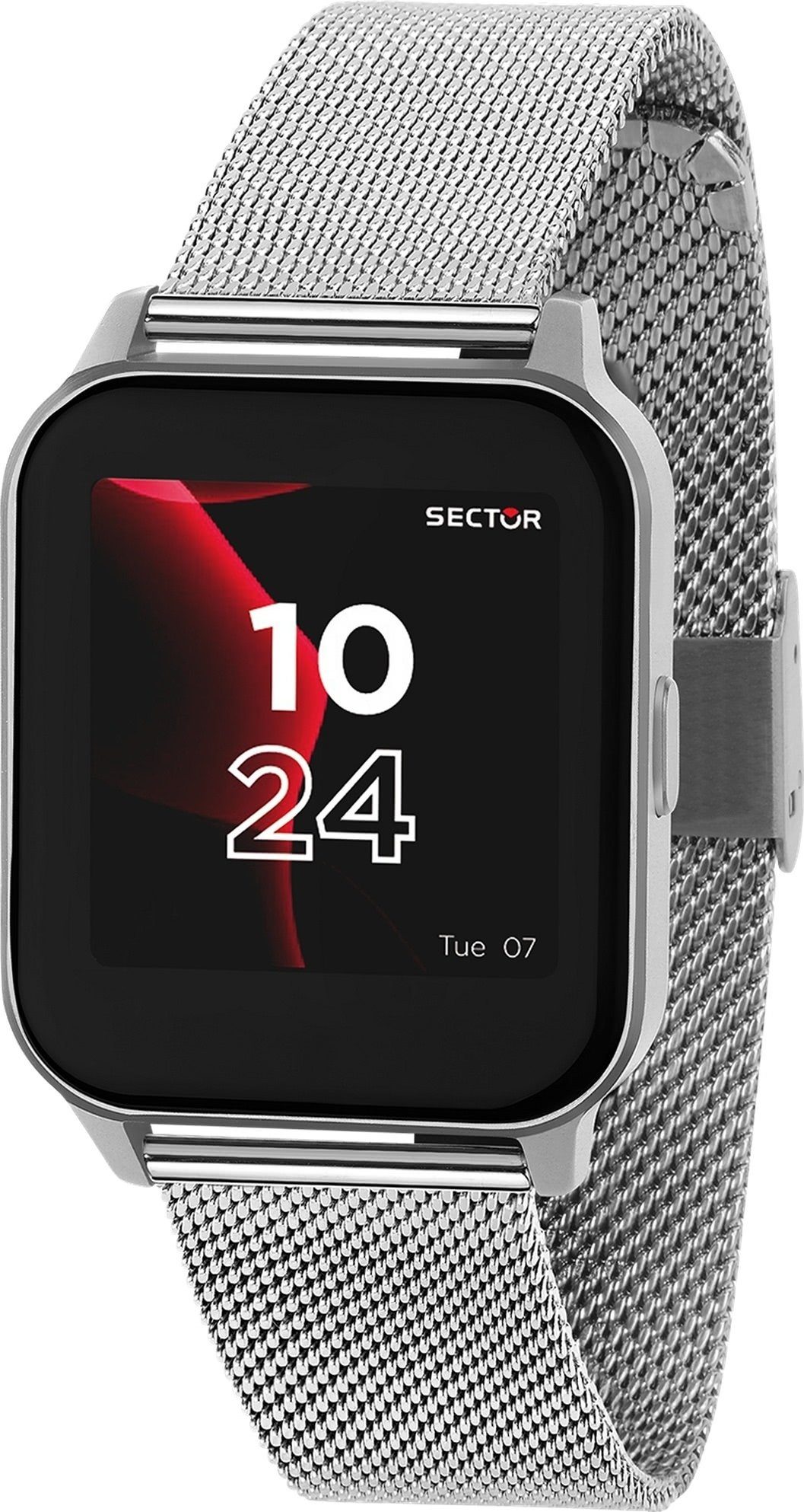 Sector Sector Herren Armbanduhr Analog-Digit Smartwatch (kompatibel ab Android 5.1+ und IOS 8.0), Analog-Digitaluhr, Herren Smartwatch rund, groß (ca. 45mm), Edelstahlarmband silber, Spor