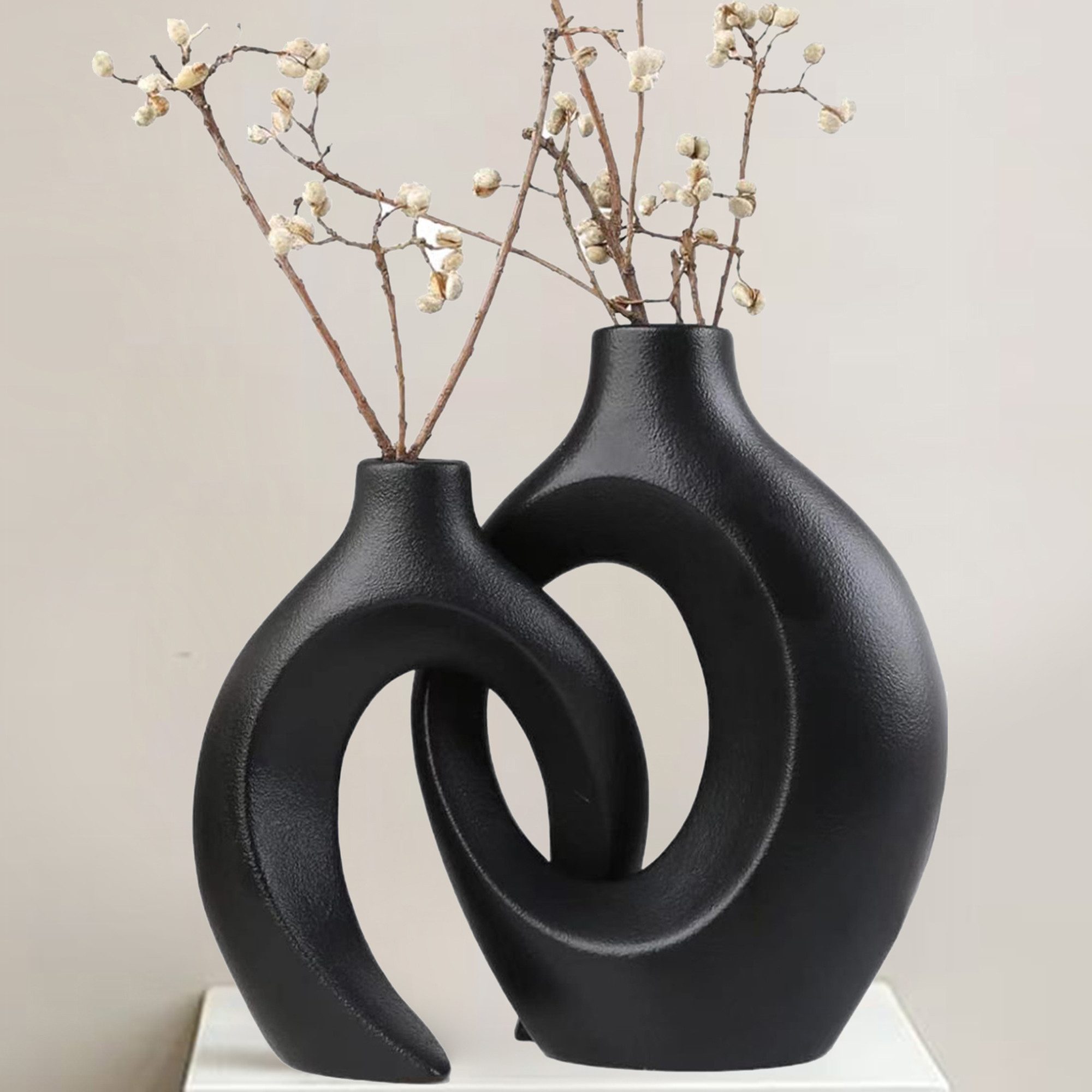 Masbekte Dekovase 2er-Set Keramik Vase, Matte günstig online kaufen