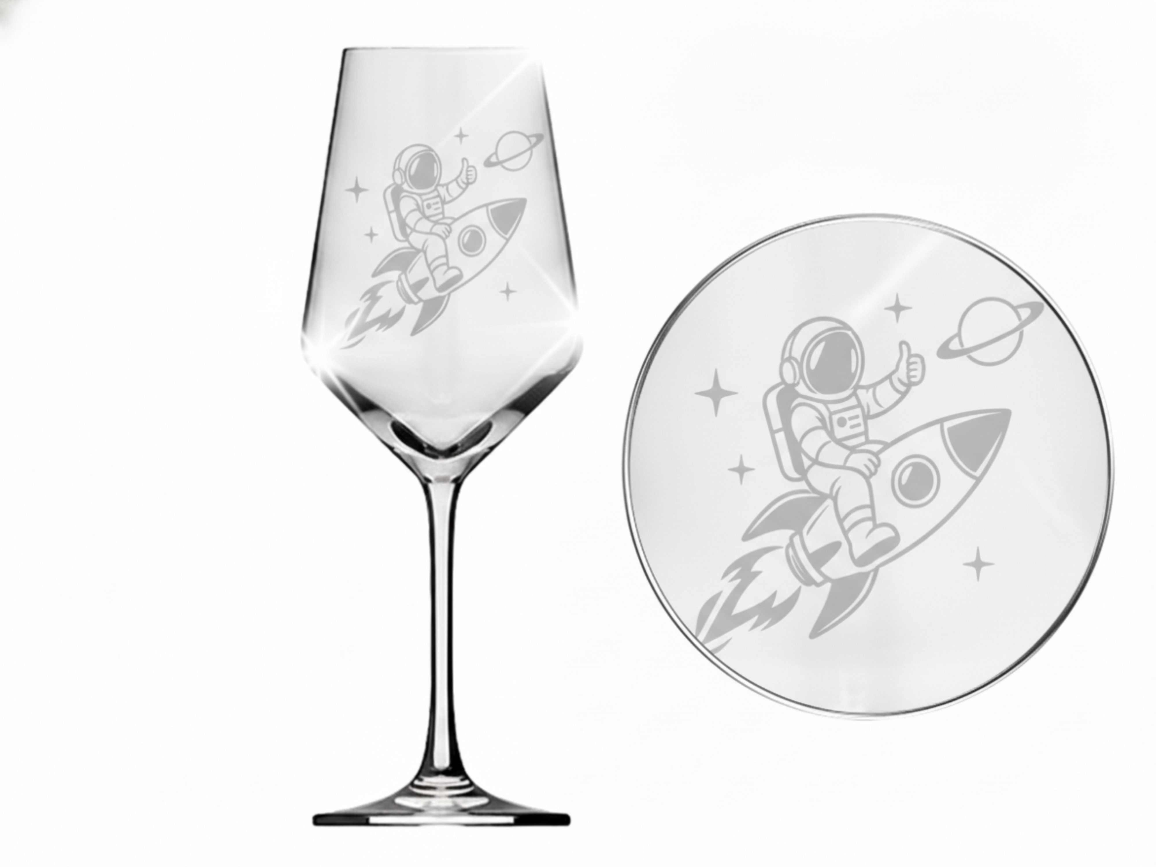 Valhalla Weinglas Weinglas Astronaut mit Rakete 350ml spülmaschinenfest, 1-tlg., Glas, Atemberaubende Darstellung