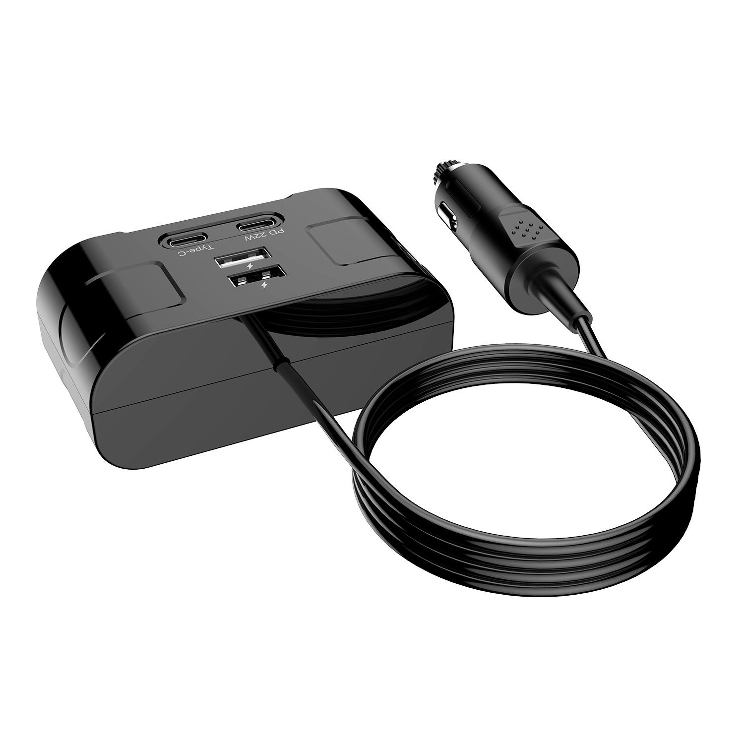 Bolwins L12C 12V /24V Zigarettenanzünder Auto Ladegerät mit 2x USB 2x Typ-C PD KFZ-Netzteil (Schnellladefunktion Gleichzeitiges Laden mehrerer Geräte) – Bild 4 von 5
