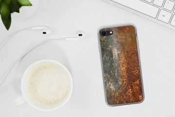 MuchoWow Handyhülle Stahl - Rost - Alt - Orange - Grau - Muster - Abstrakt, Handyhülle Apple iPhone 8, Smartphone-Bumper, Print, Handy Schutzhülle