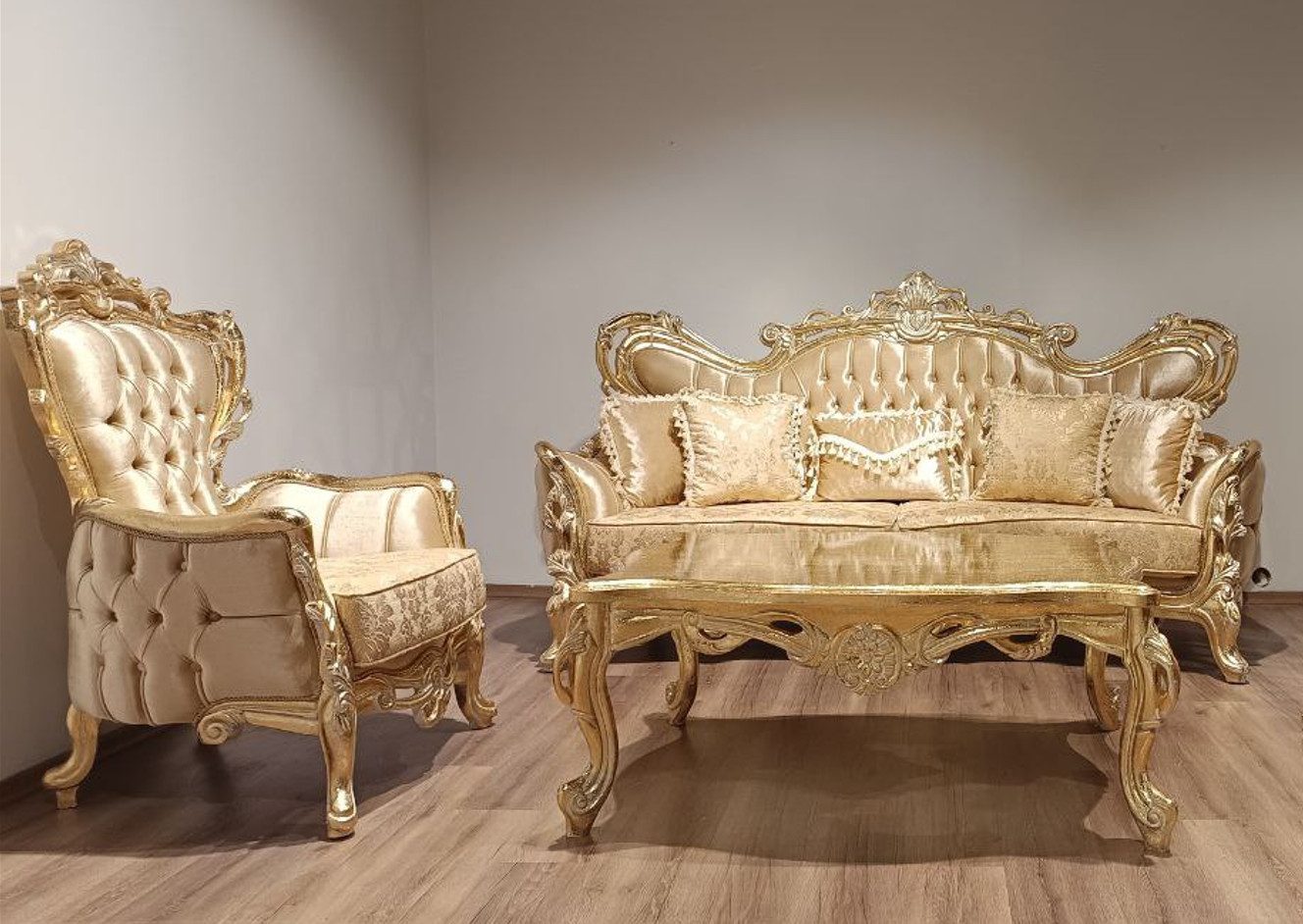 JVmoebel Polstergarnitur Sofagarnitur Klassische Luxus Sofas Sessel Wohnzimmer set SOFORT, (Sofa 3 Sitzer/Sessel), Made in Europa