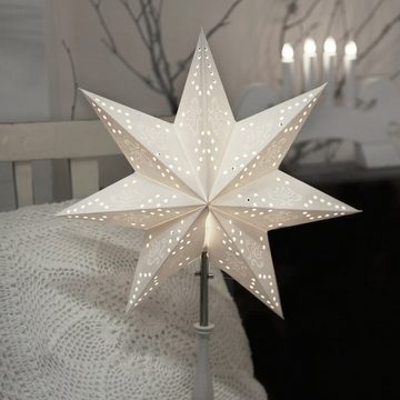 MARELIDA LED Stern Papierstern Weihnachtsstern stehend 7-zackig 35cm E14 mit Kabel weiß