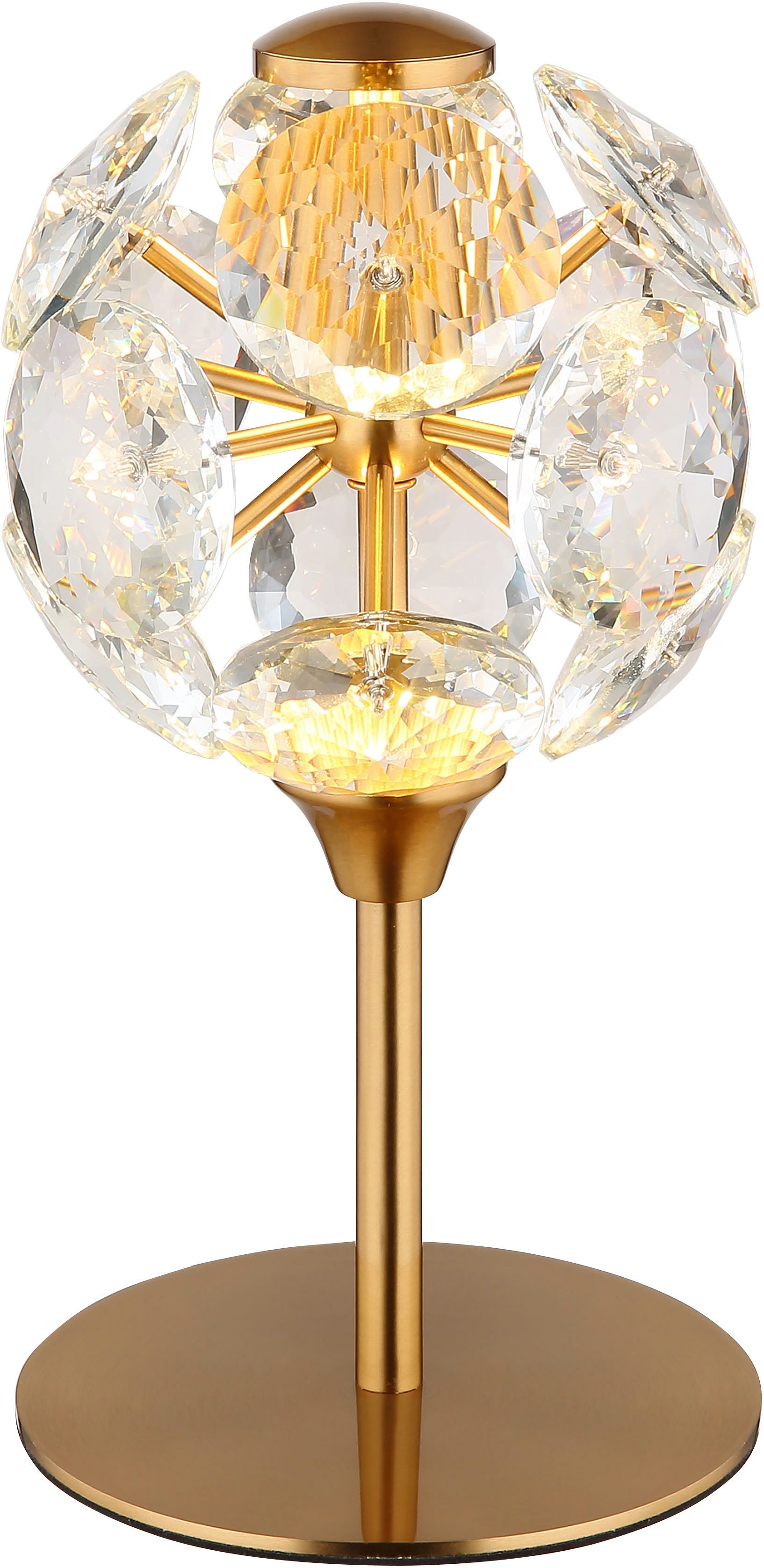 GLOBO LIGHTING LED Tischleuchte VIRINA, LED fest integriert, Warmweiß, Tischlampe/Kristalle/3000K/Wohnzimmer/Schlafzimmer/Flur