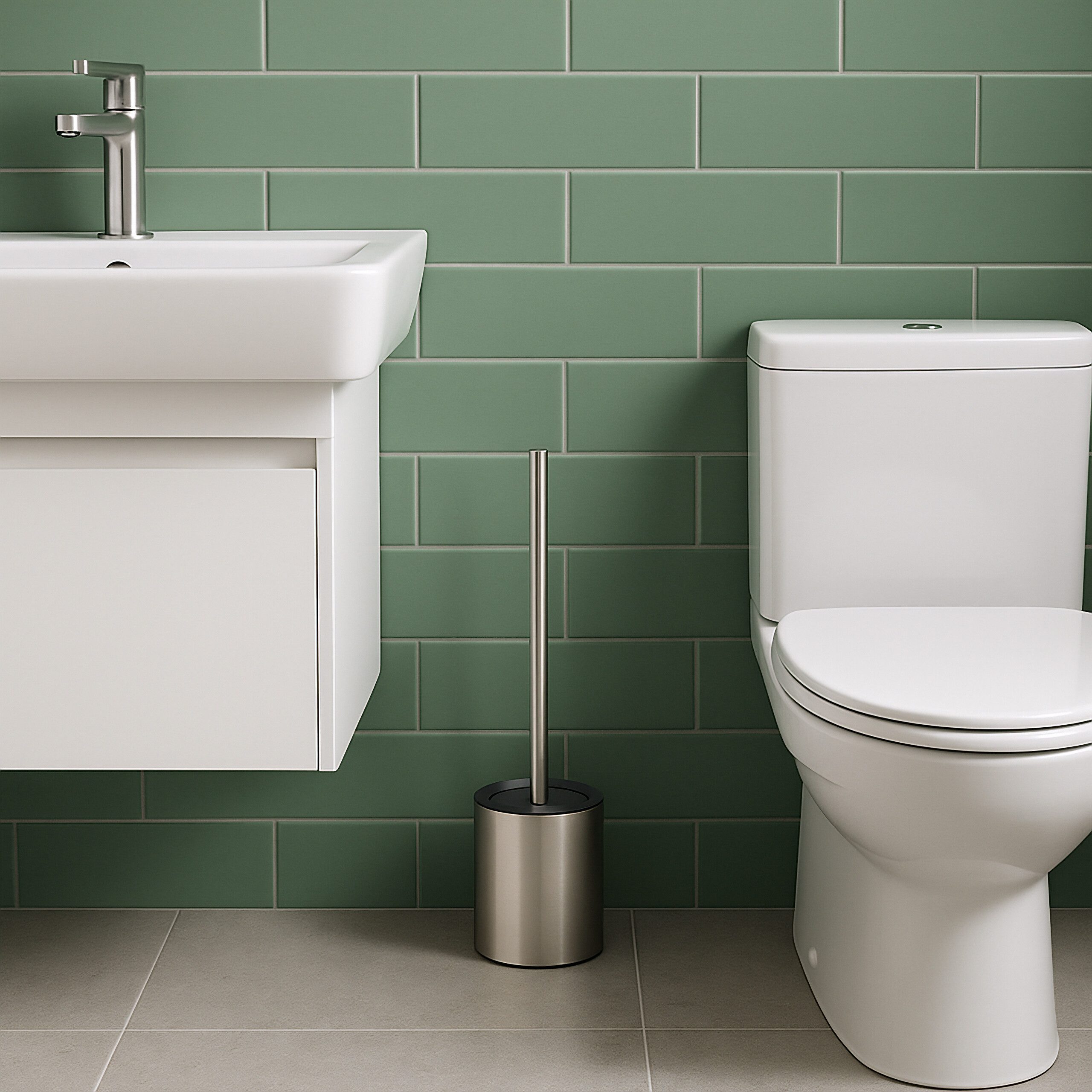 relaxdays Badezimmer-Set WC-Bürstenhalter mit Klobürste Edelstahl