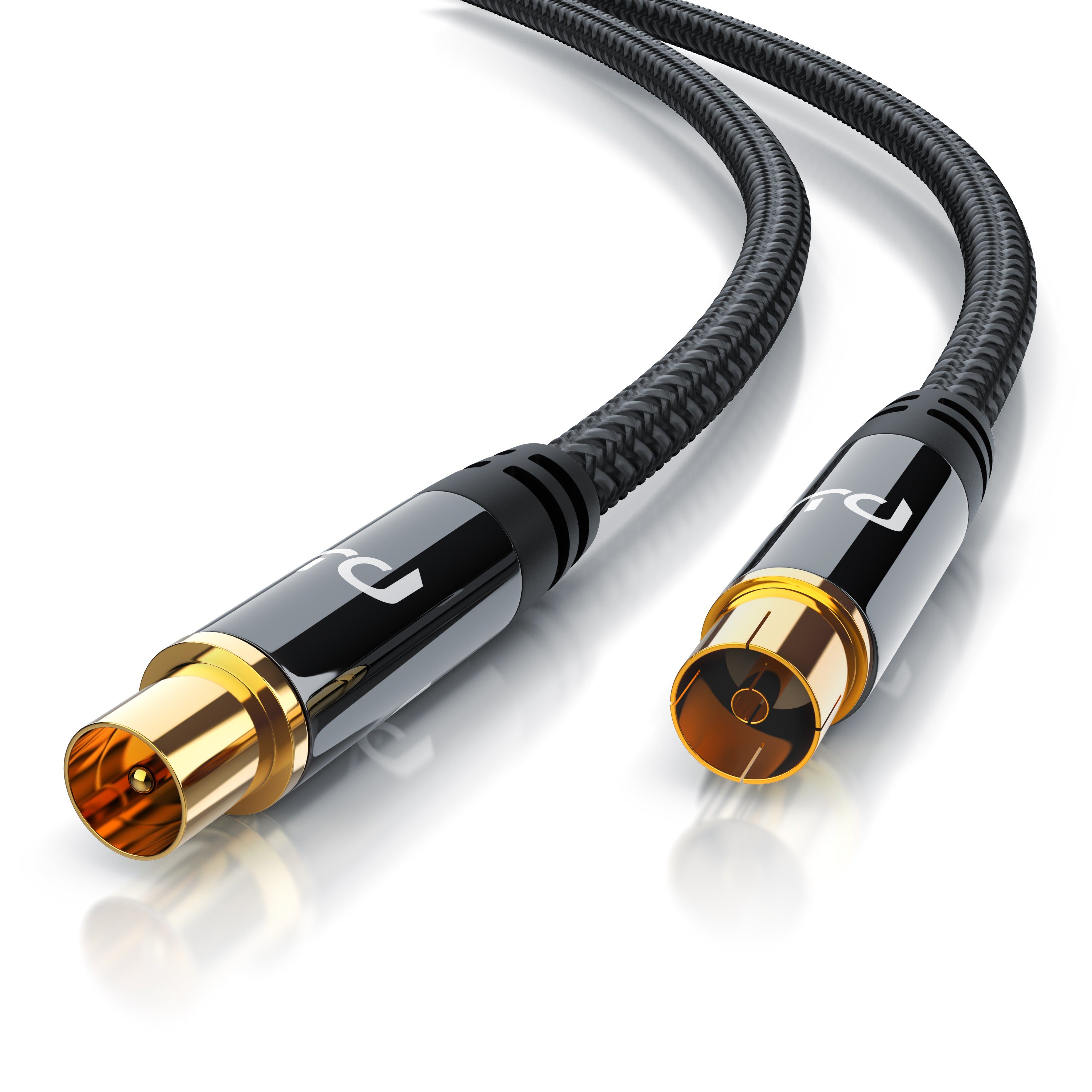 Primewire HDTV Antennenkabel, Braiding, 2-fach Schirmung, 75 Ohm / 135 dB - 7,5m TV-Kabel, Koax, RF Buchse, IEC Stecker (750 cm), Koax, vergoldete Metallstecker, für Kabelfernsehen, Receiver und Radio