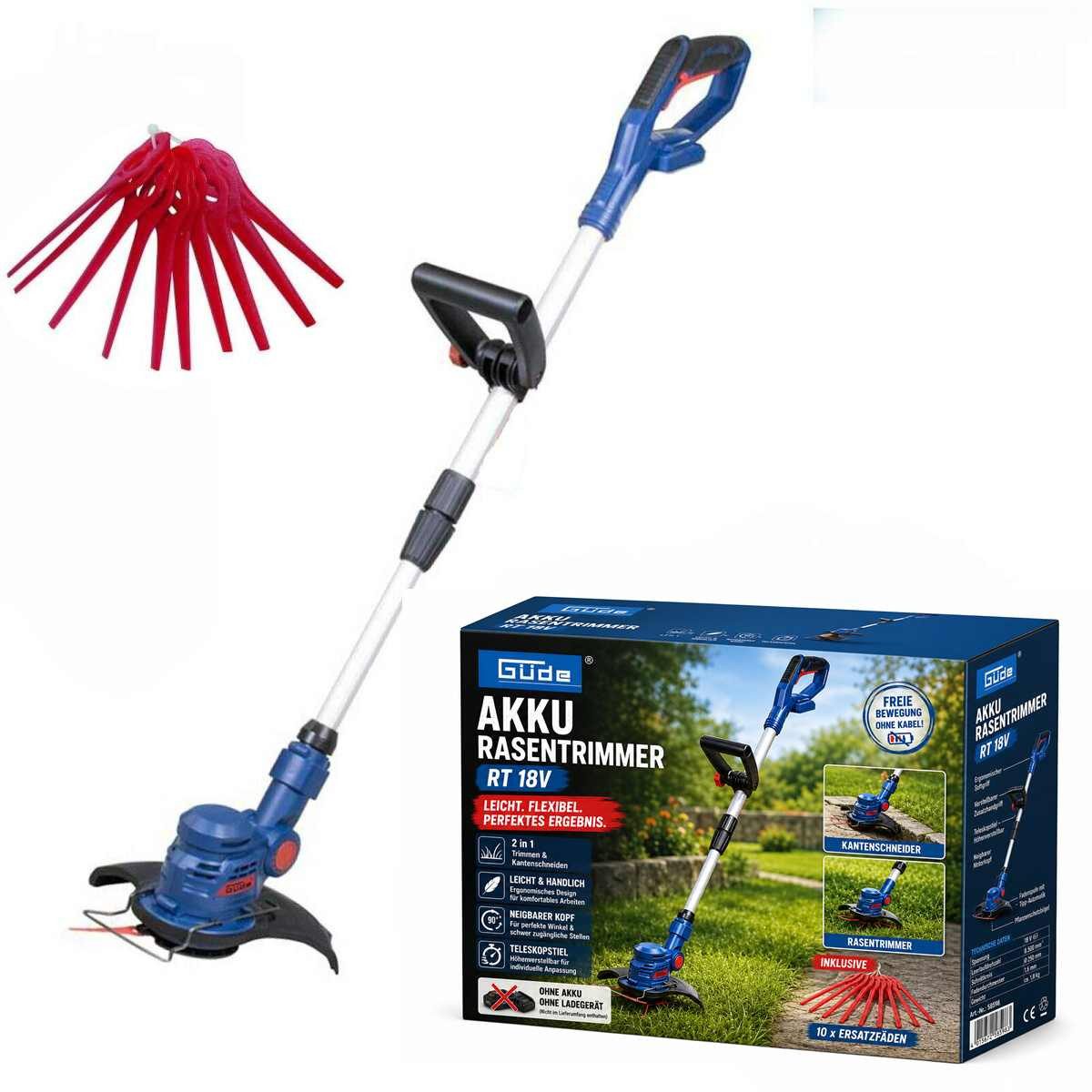 Güde Akku-Rasentrimmer Rasentrimmer RT 18V ohne Akku / Ladegerä tKantenschneider Grascutter