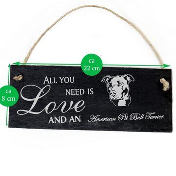 Dekolando Hängedekoration American Pit Bull Terrier Kopf 22x8cm All you need is Love and an Ame
