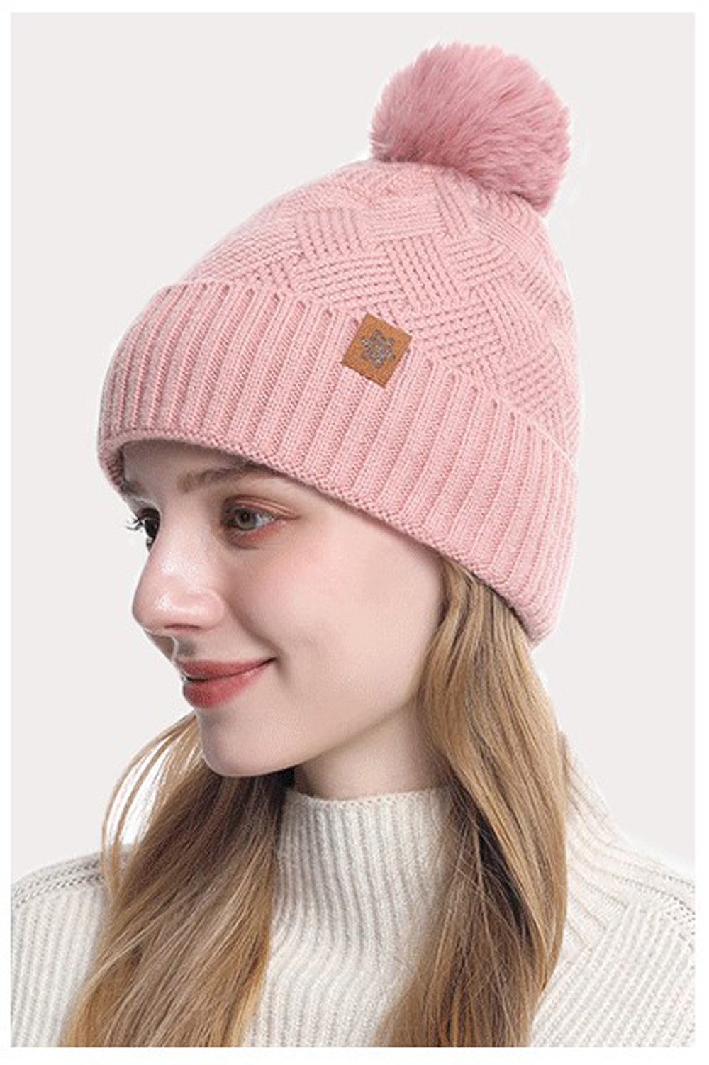Coonoor Mütze & Schal Damen Winter-Set, Mütze mit Bommel, Schal & Touchscreen-Handschuhe (3-tlg) Fleece gefüttert, warmes 3-in-1 Geschenkset