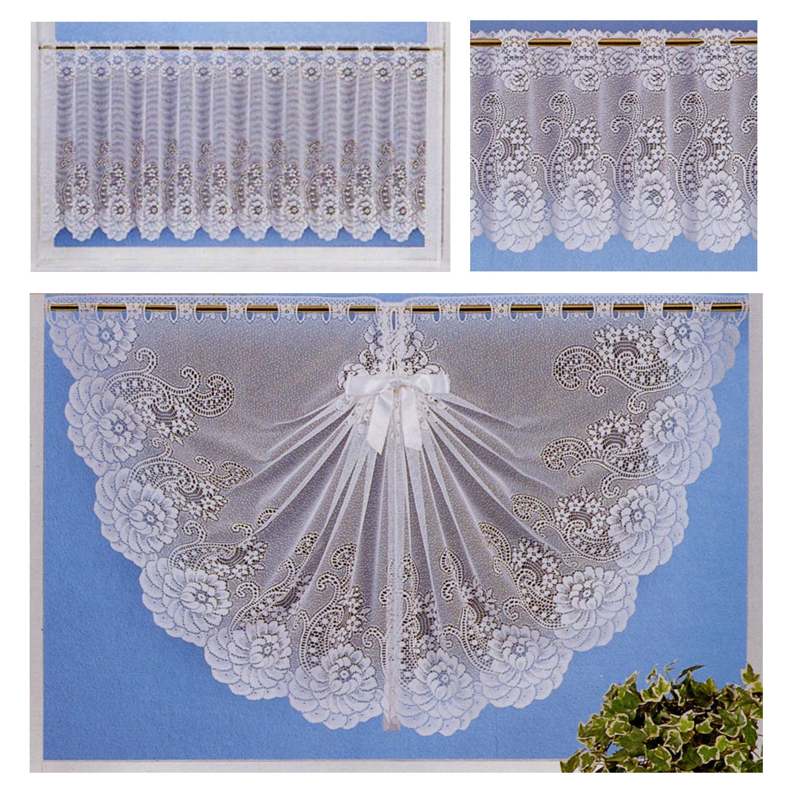 heimtexland Scheibengardine Jacquard Gardine halbtransparent Blumen Bordüre günstig online kaufen