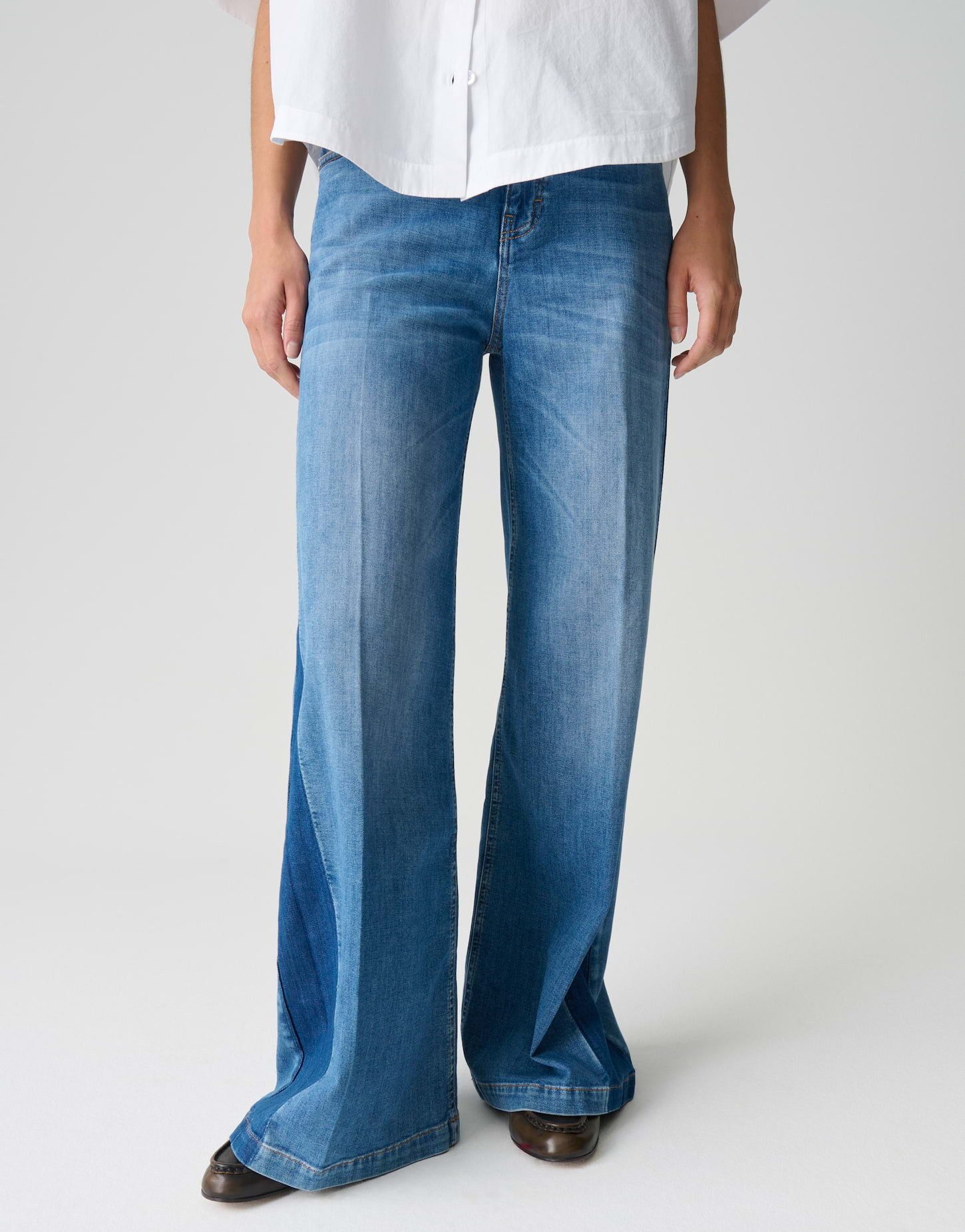 OPUS PANTS Palazzohose Mari meadow Fließende Weite mit kontraststarkem Detail