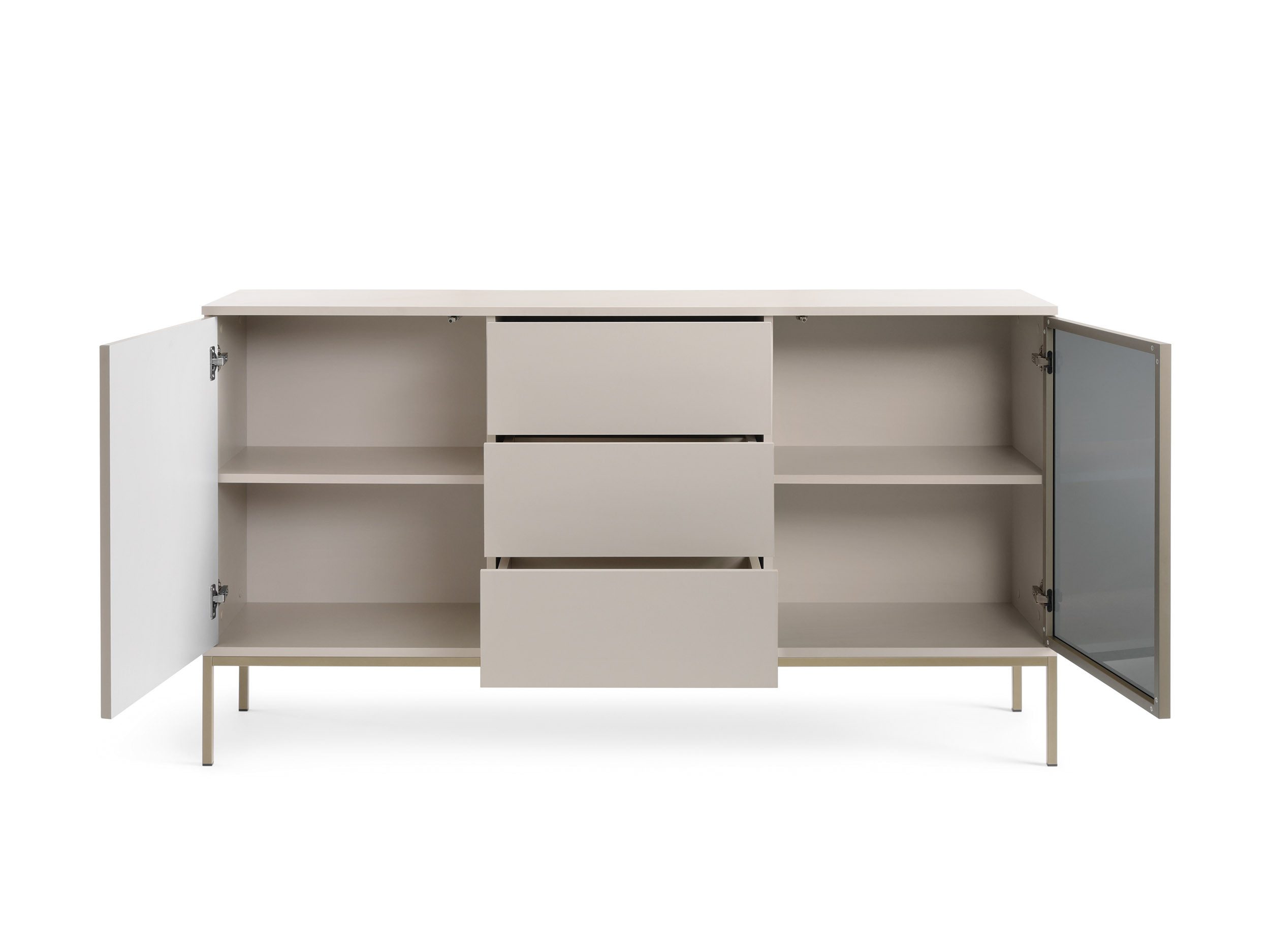 Masseno Kommode SENTIERO 154 cm Sideboard mit 3 Schubladen und 2 Türen Kaschmir