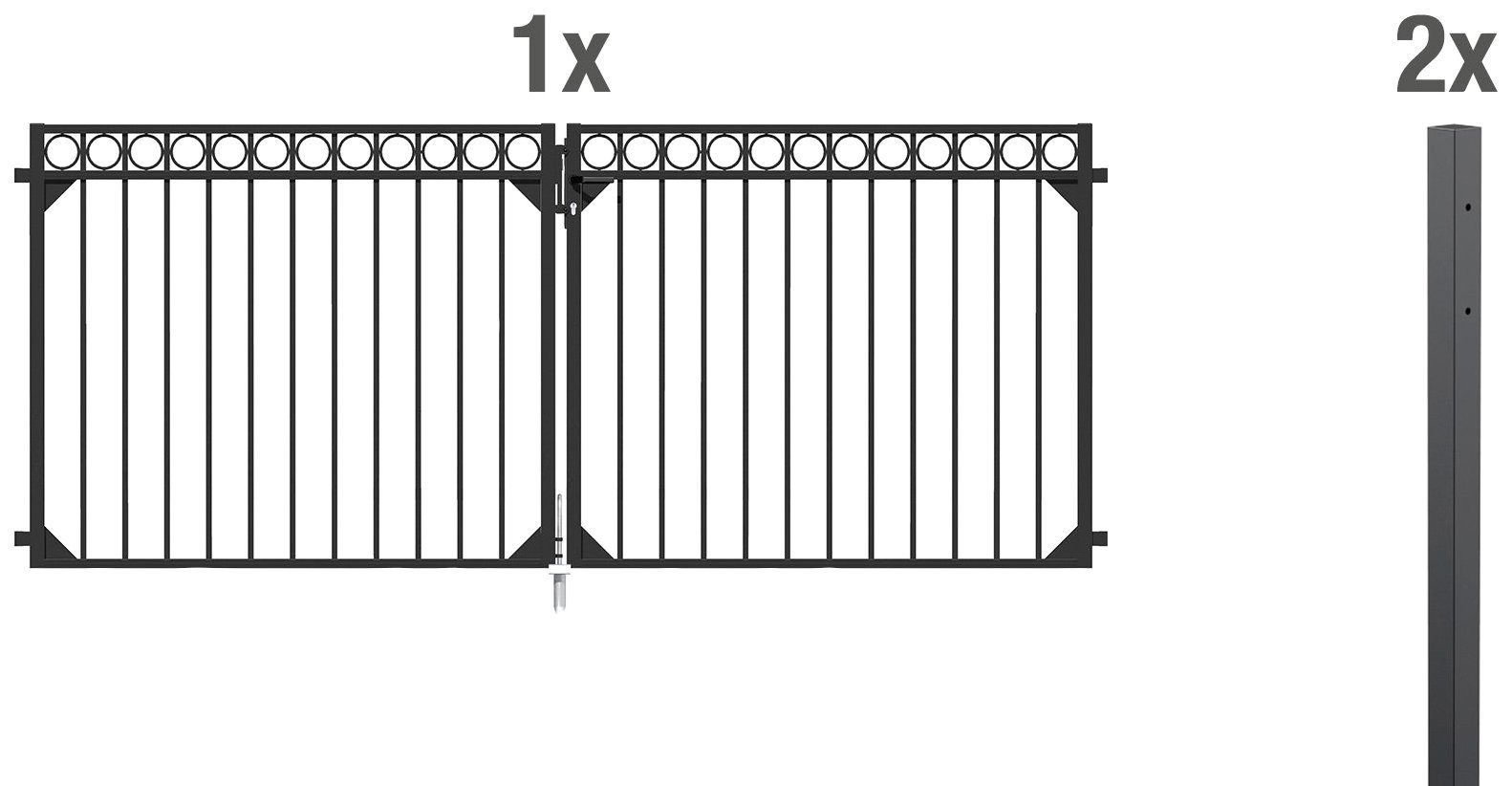 Alberts Zaundoppeltür Circle, Breite: 300 cm, Höhe: 100 und 120 cm