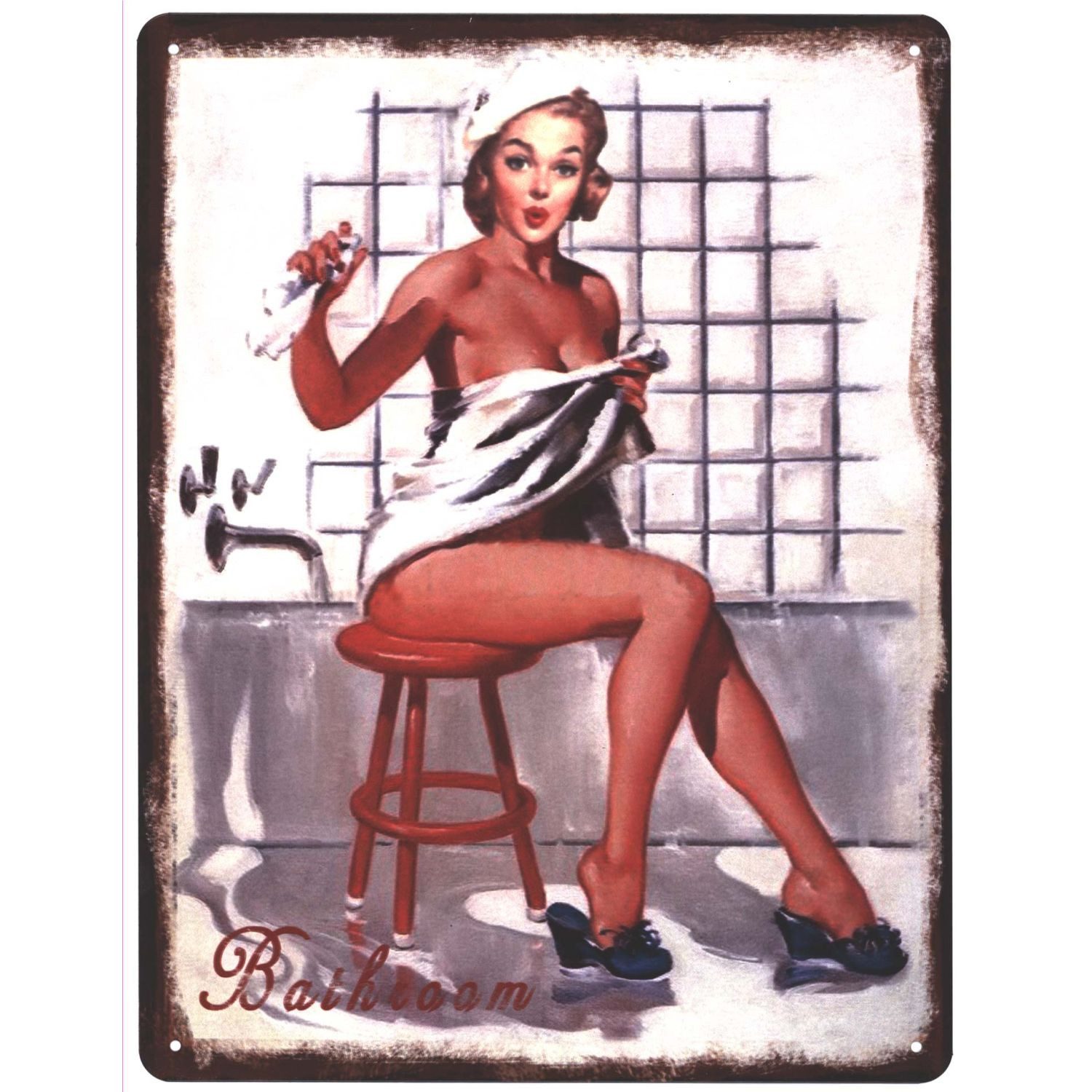 Moritz Metallschild Blechschild Bathroom Frau im Handtuch, (Einzeln), 25 x günstig online kaufen