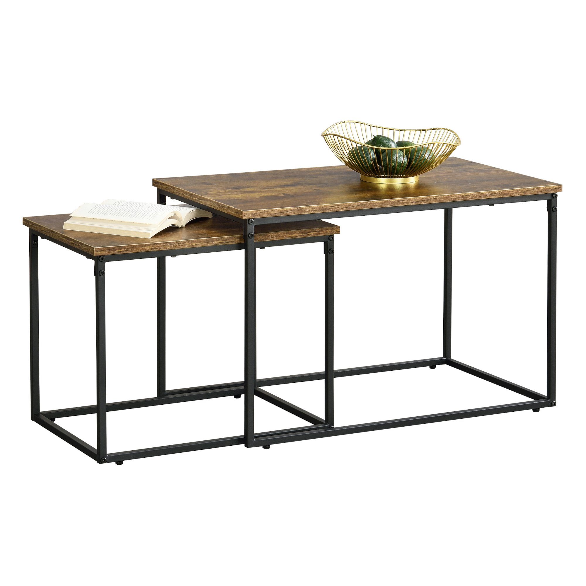 en.casa Couchtisch (2er-Set), Härnösand 2er Couchtischset Schwarz / Dunkler günstig online kaufen