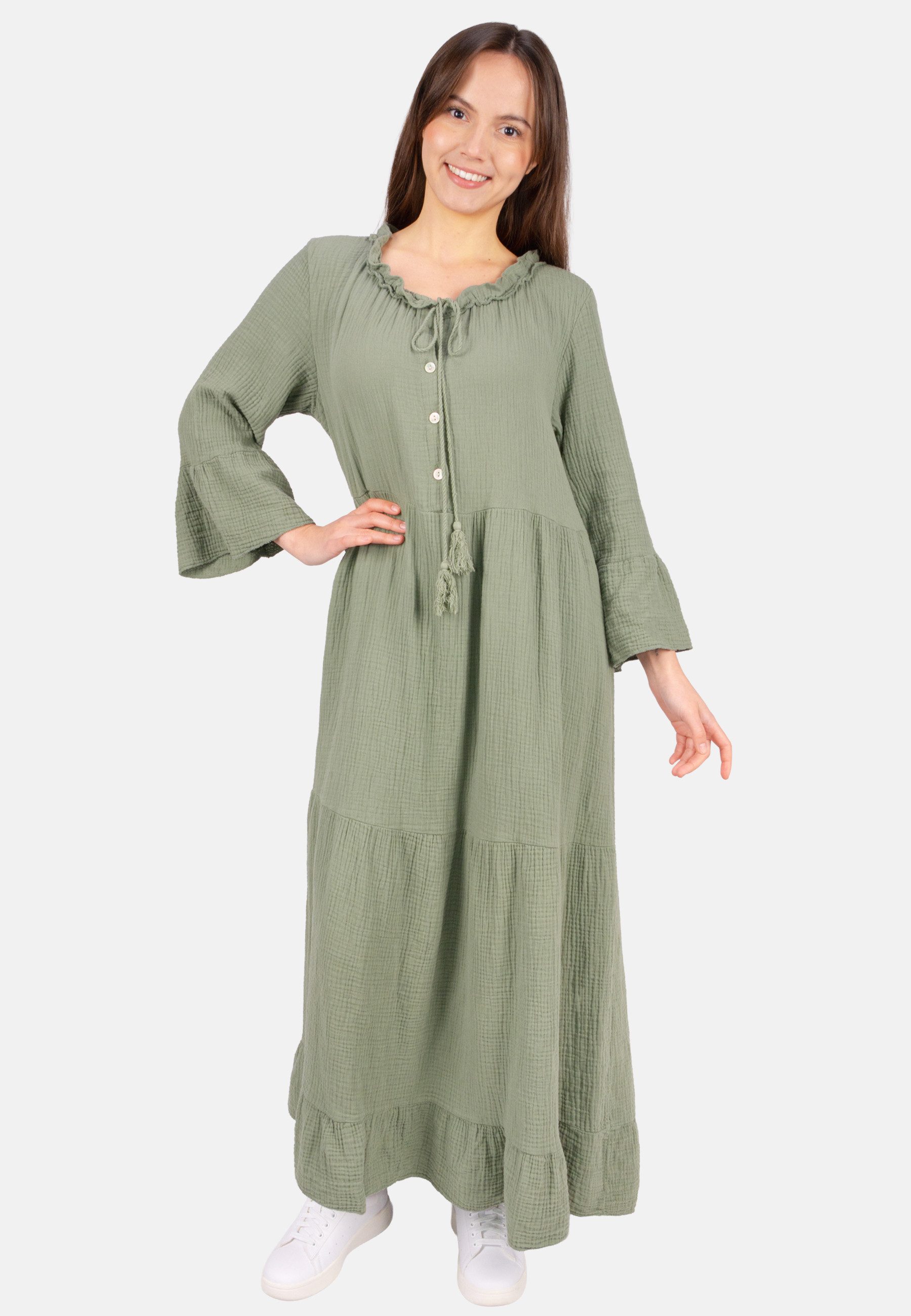 Seasons of April Maxikleid AMARA MUSSELIN (1-tlg) Seasons of April Musselin Maxikleid Amara Damen Baumwolle Boho Lang