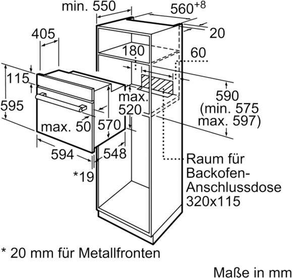 BOSCH Einbaubackofen Serie 2 HBF133BR0, mit Teleskopauszug nachrüstbar, ecoClean Direct, Zeit- und energiesparende Reinigung dank der Eco Clean Direct Funktion