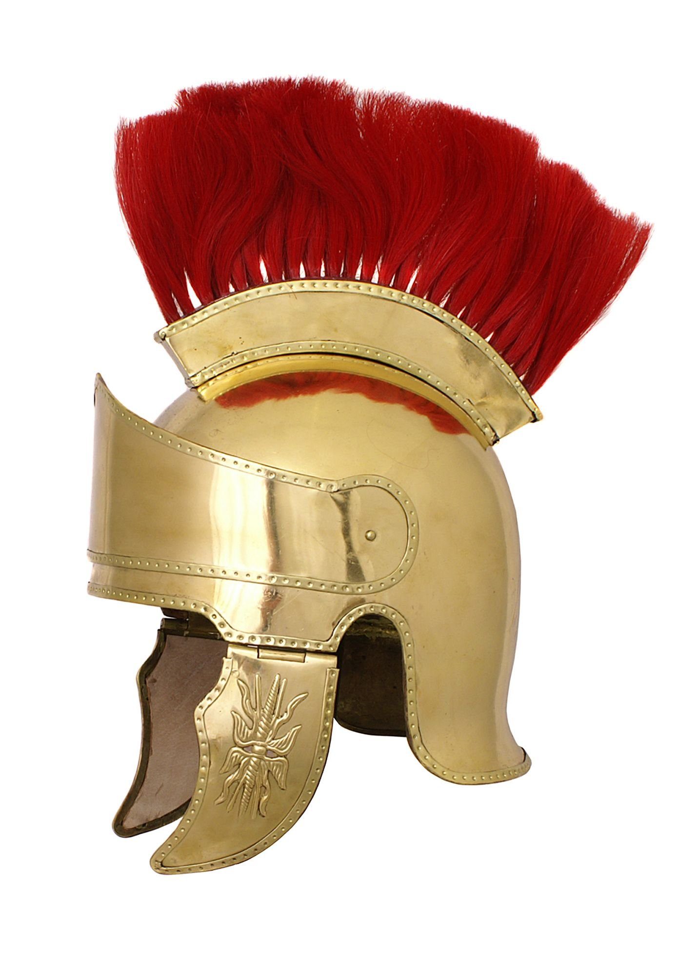 Ritter-Kostüm Attischer Helm aus Messing mit Haarbusch, ca. 300 v. Chr.