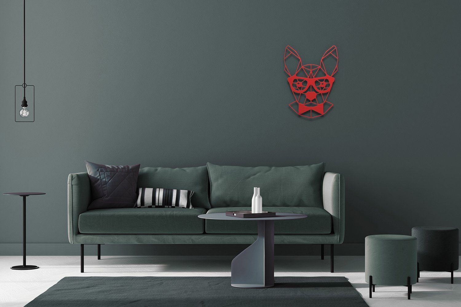 tuning-art Wanddekoobjekt WB06-RT Wanddekoration Deko Dog Crazy Rot Metallschild Wandkunst Stahl