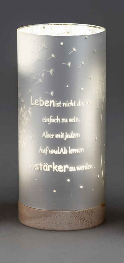 formano LED Dekolicht aus Glas mit Motiv und Spruch, LED fest integriert, Warmweiß