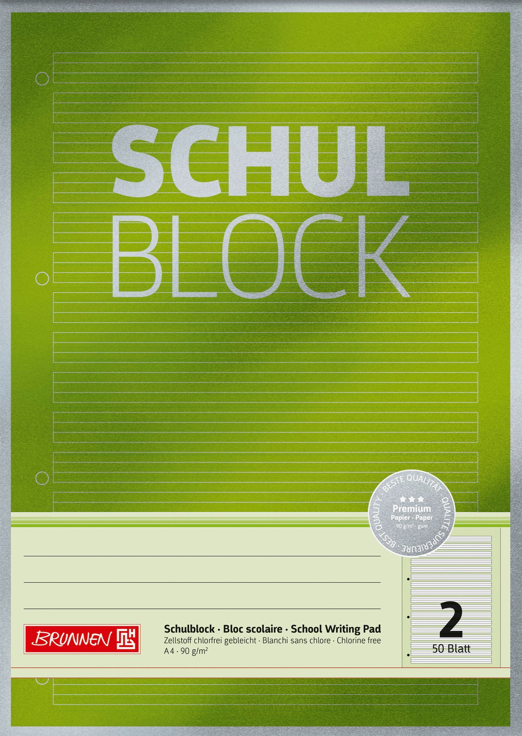 BRUNNEN Collegeblock BRUNNEN 1052602 Schulblock Premium A4 Lin. 2
