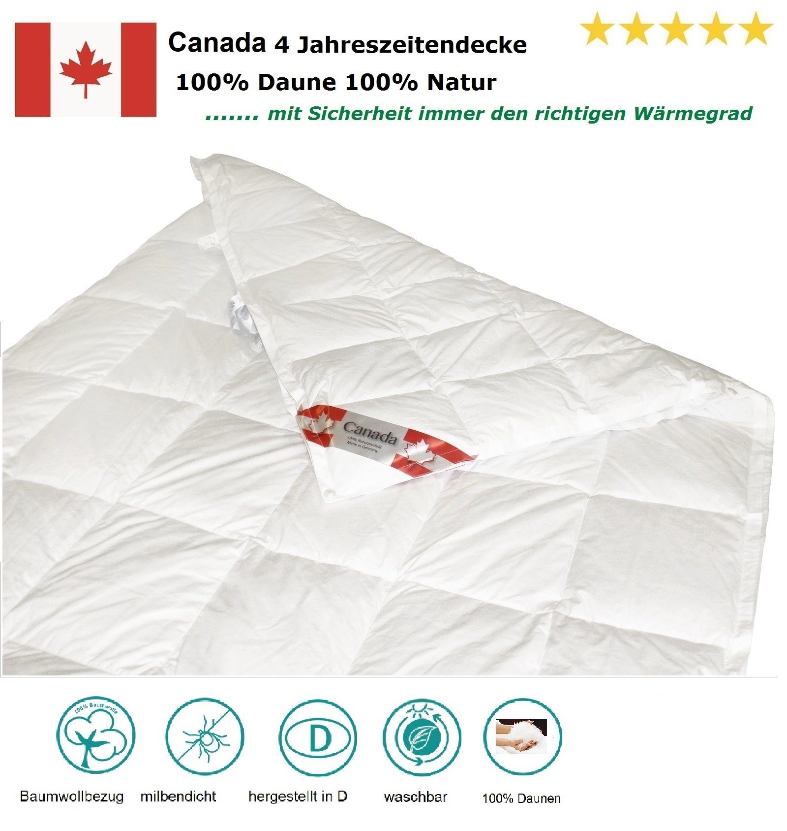 Canada 4-Jahreszeitenbett Kassetten Daunendecke 4-Jahreszeiten 100% günstig online kaufen