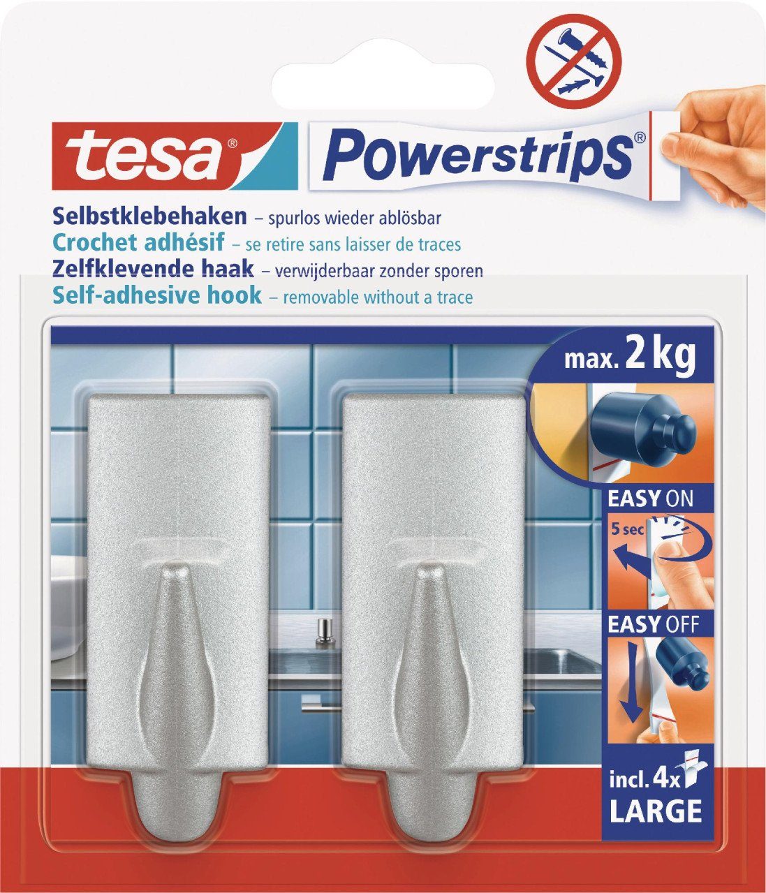 Klebehaken tesa Haken Powerstrip Large chrom, trend