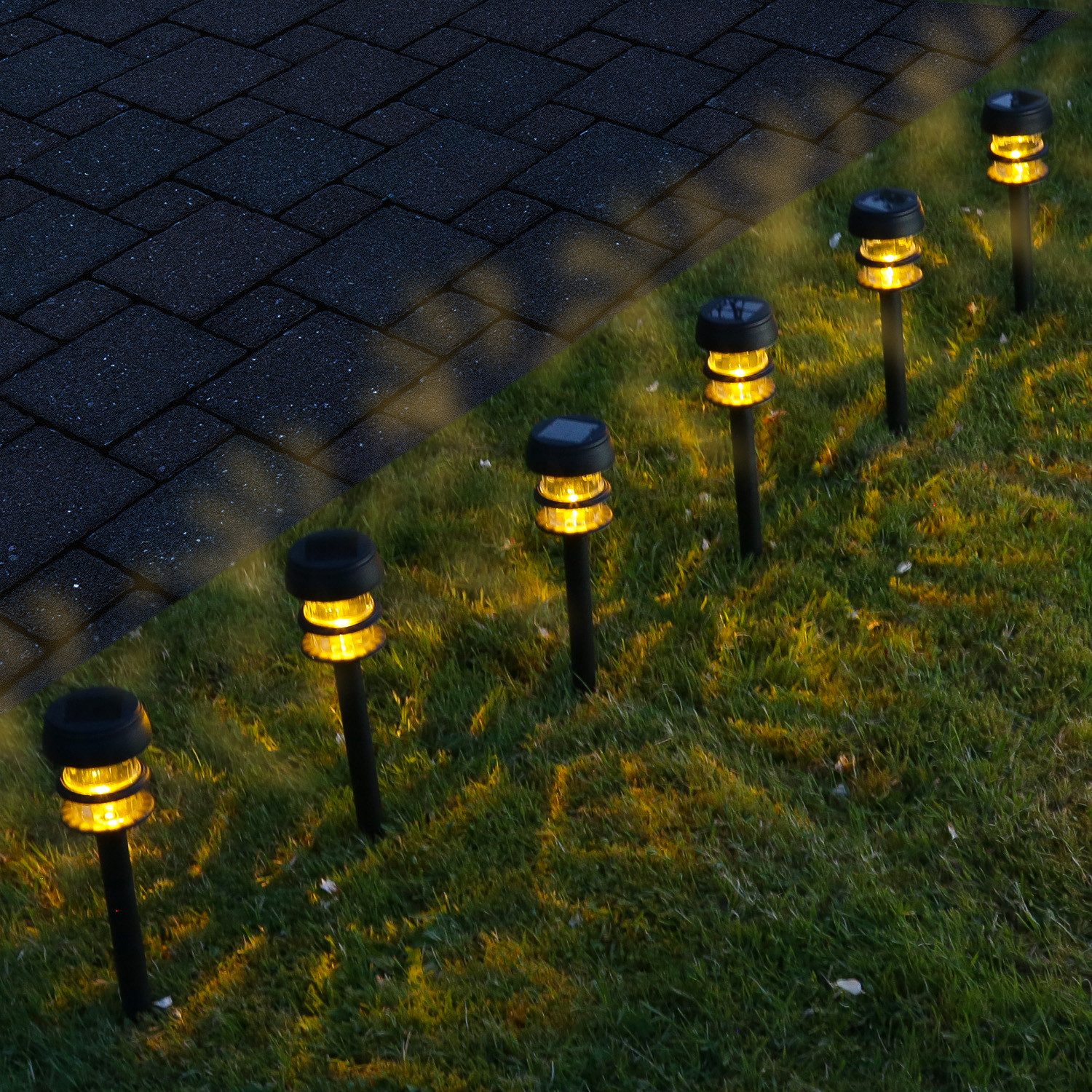 MARELIDA LED Solarleuchte LED Solar Wegleuchten Erdspieß Gartenleuchten Lichtsensor 6er Set, LED Classic, warmweiß (2100K bis 3000K) – Bild 2 von 5